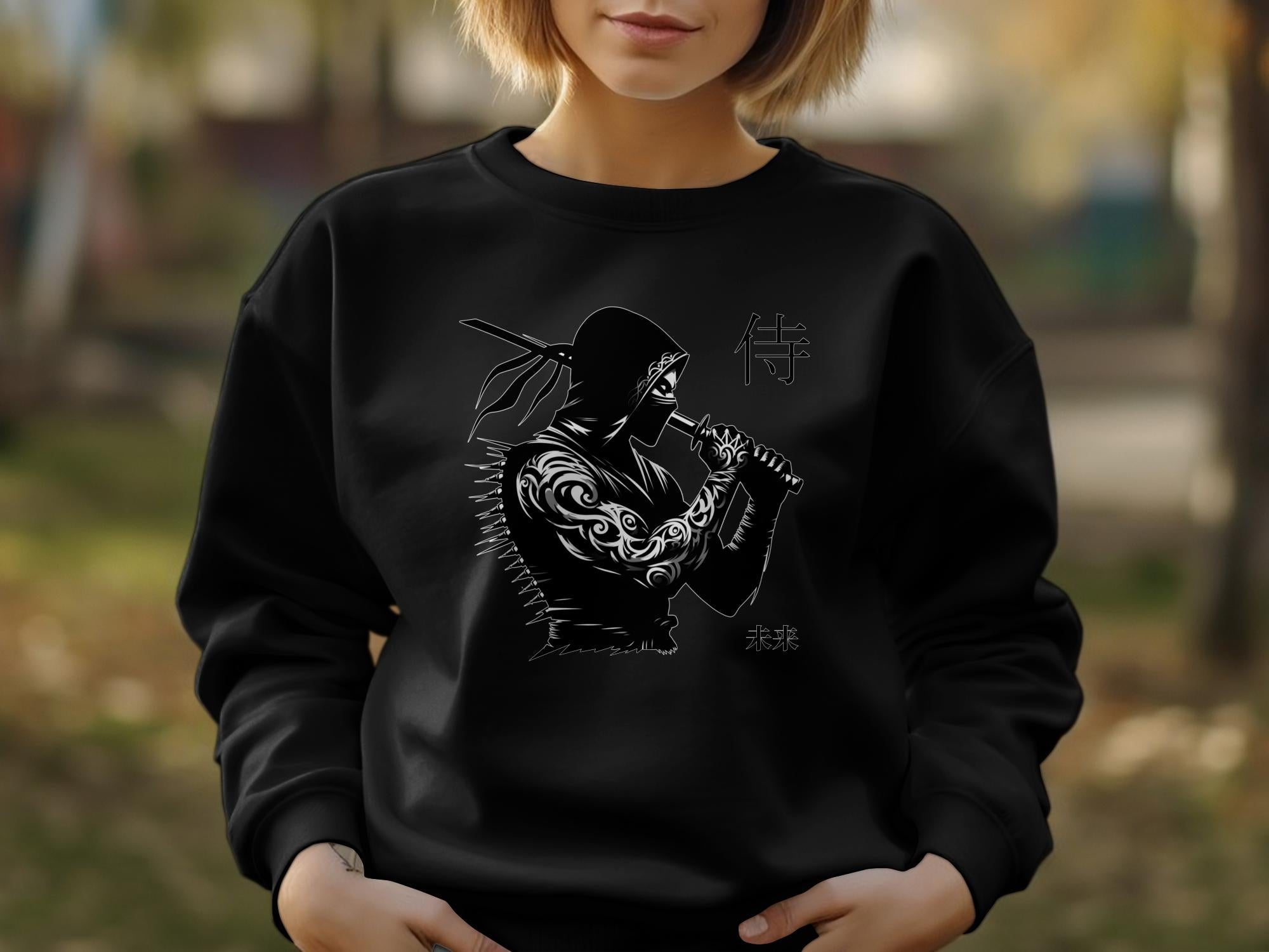 Samurai Ninja - Coloured Gildan Sweatshirt Japanese Talisman Unisex Cultural Symbolic Graphic Design