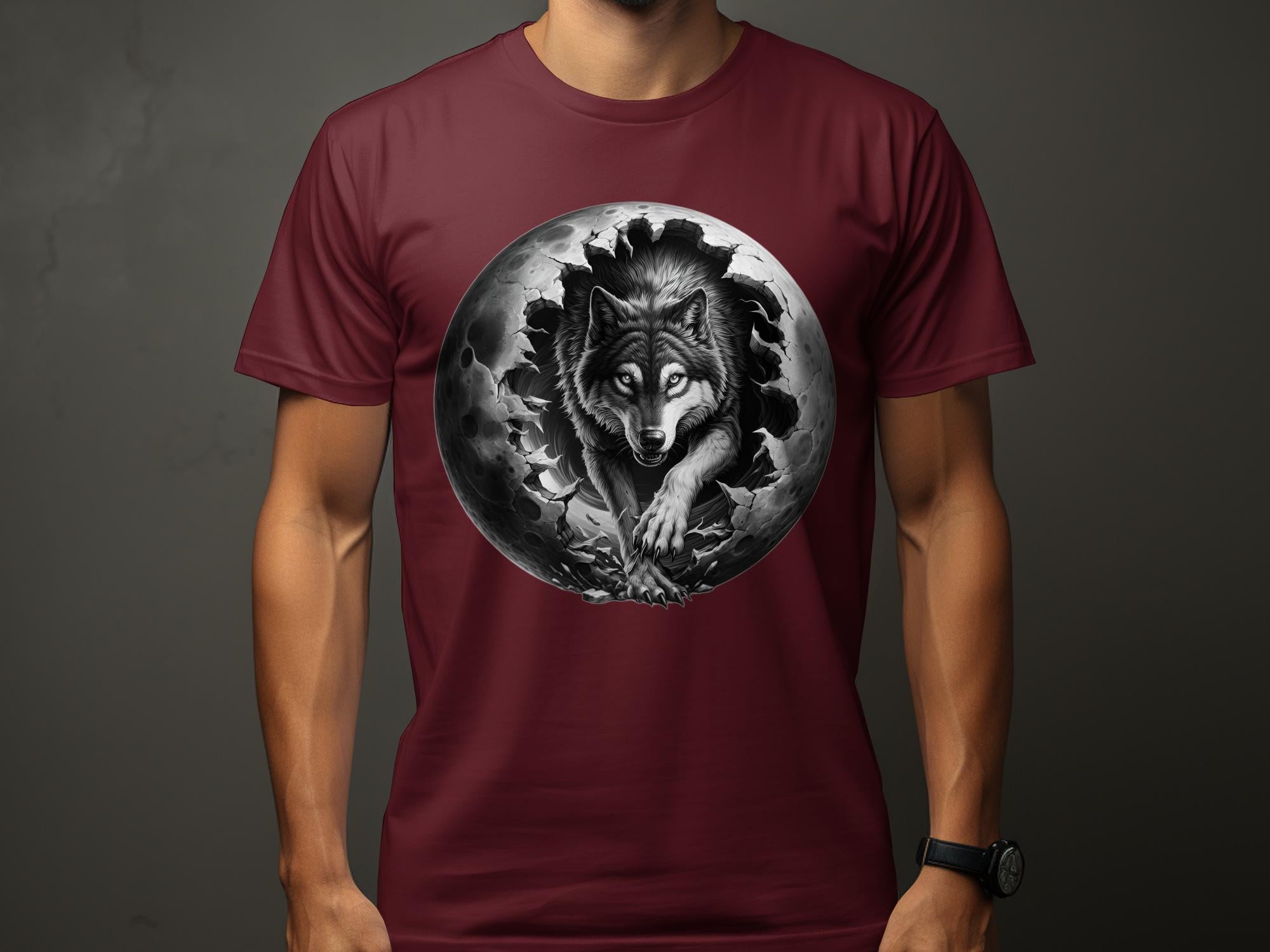 Moon Wolf - Coloured Gildan T-Shirt Realistic Animal Talisman Unisex Mythology Tee Graphic Design