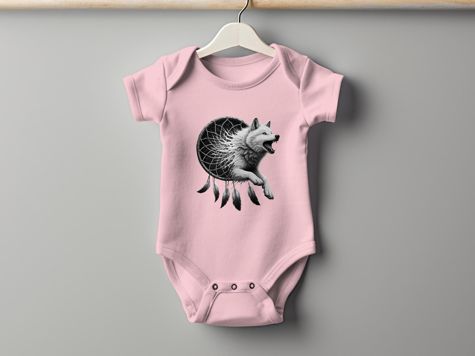 Dreamcatcher Wolf - Coloured Toddler Bodysuit Realistic Native American Talisman Unisex Mythology Tee Graphic Design