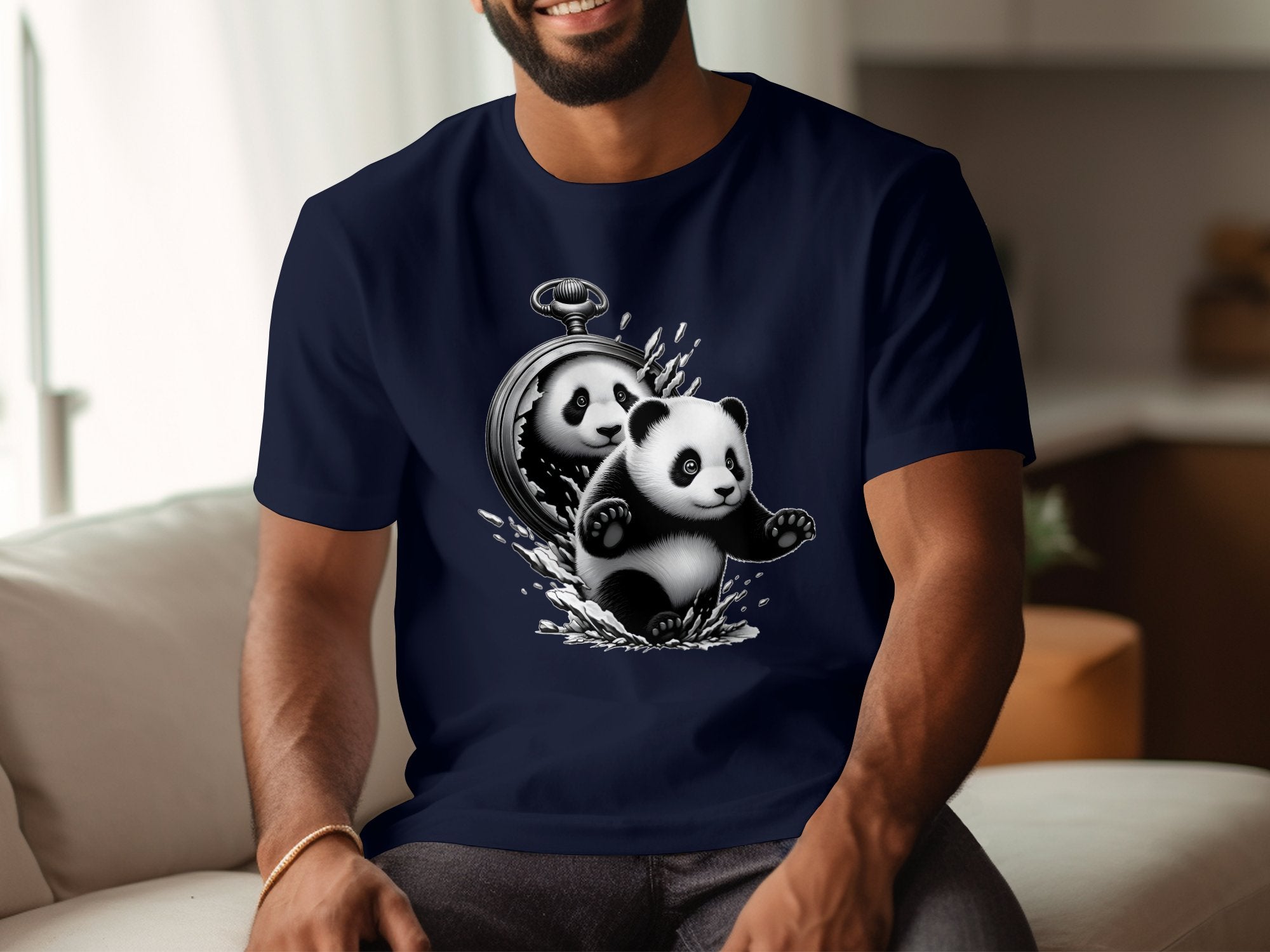 Panda - Coloured Gildan T-Shirt Realistic Animal Talisman Unisex Cute Tee Graphic Design