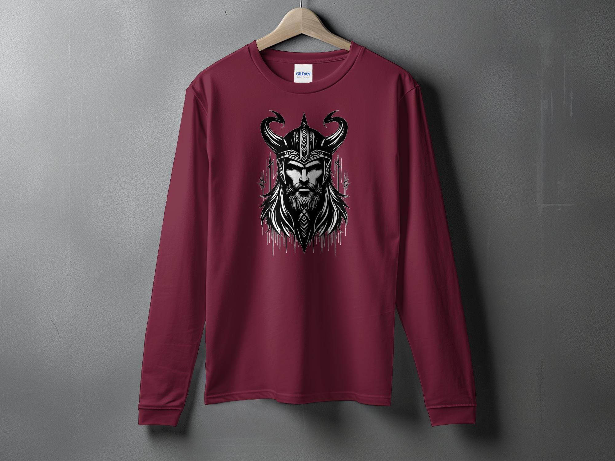 Viking Zeal - Coloured Gildan Long Sleeve Realistic Norse Talisman Men Women Unisex Valhalla Tee Graphic Design