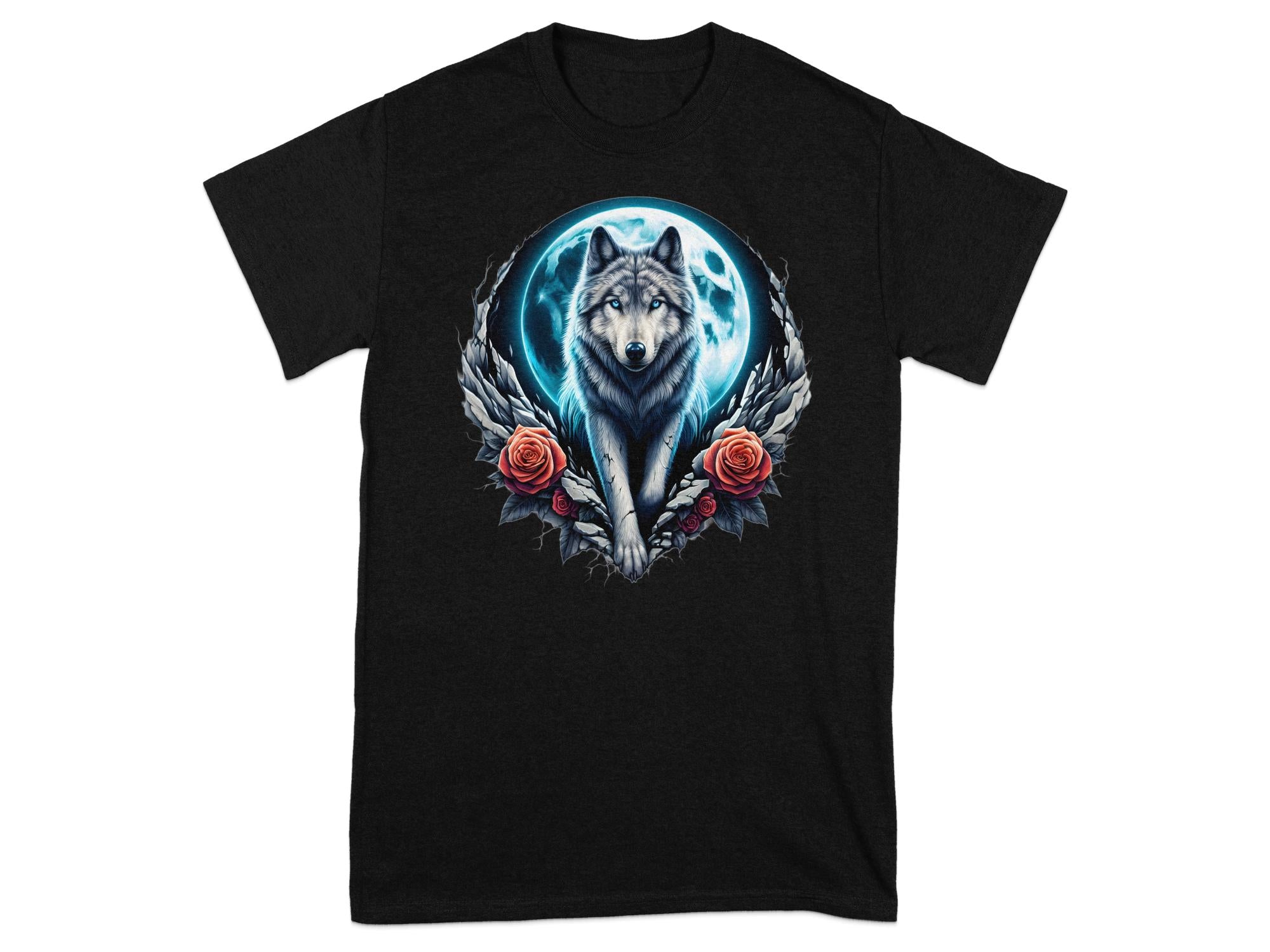 Moon Wolf - T-Shirt Realistic Full Colour Animal Talisman Unisex Mythology Tee Gildan Graphic Design