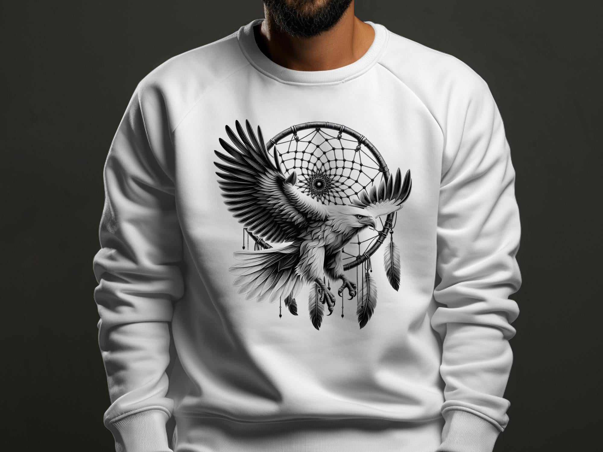 Dreamcatcher Eagle - Coloured Gildan Sweatshirt Realistic Native American Talisman Unisex Mythology Tee Graphic Design