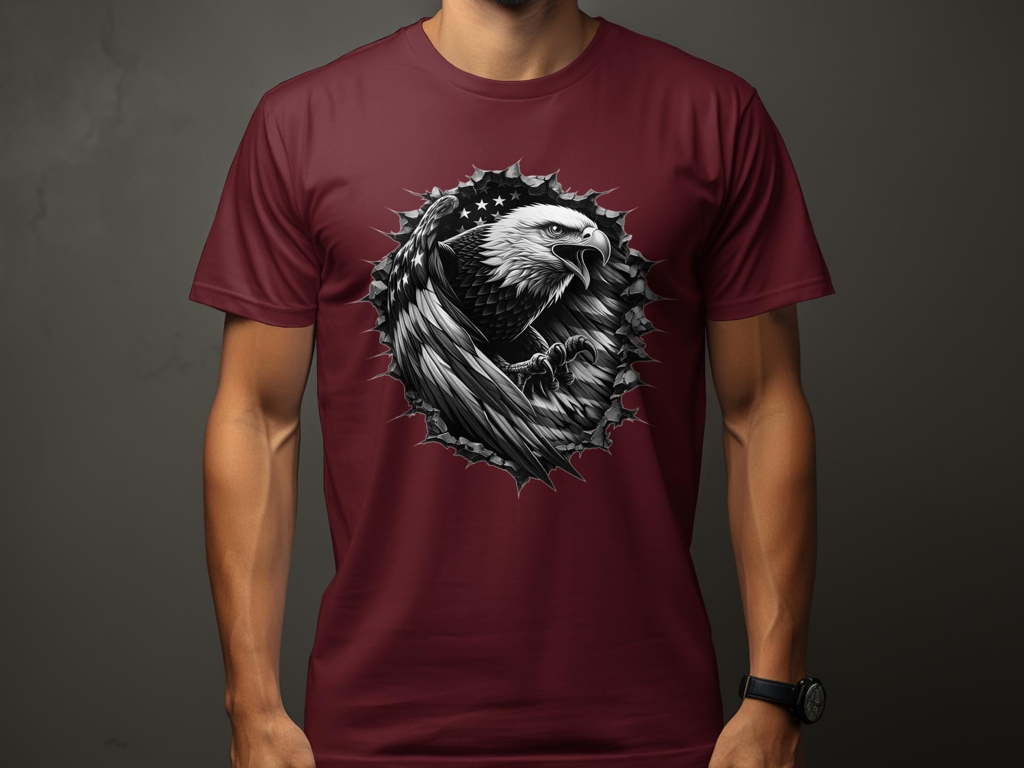 Eagle Patriot - Coloured Gildan T-Shirt Realistic Animal Talisman Unisex Tee Graphic Design