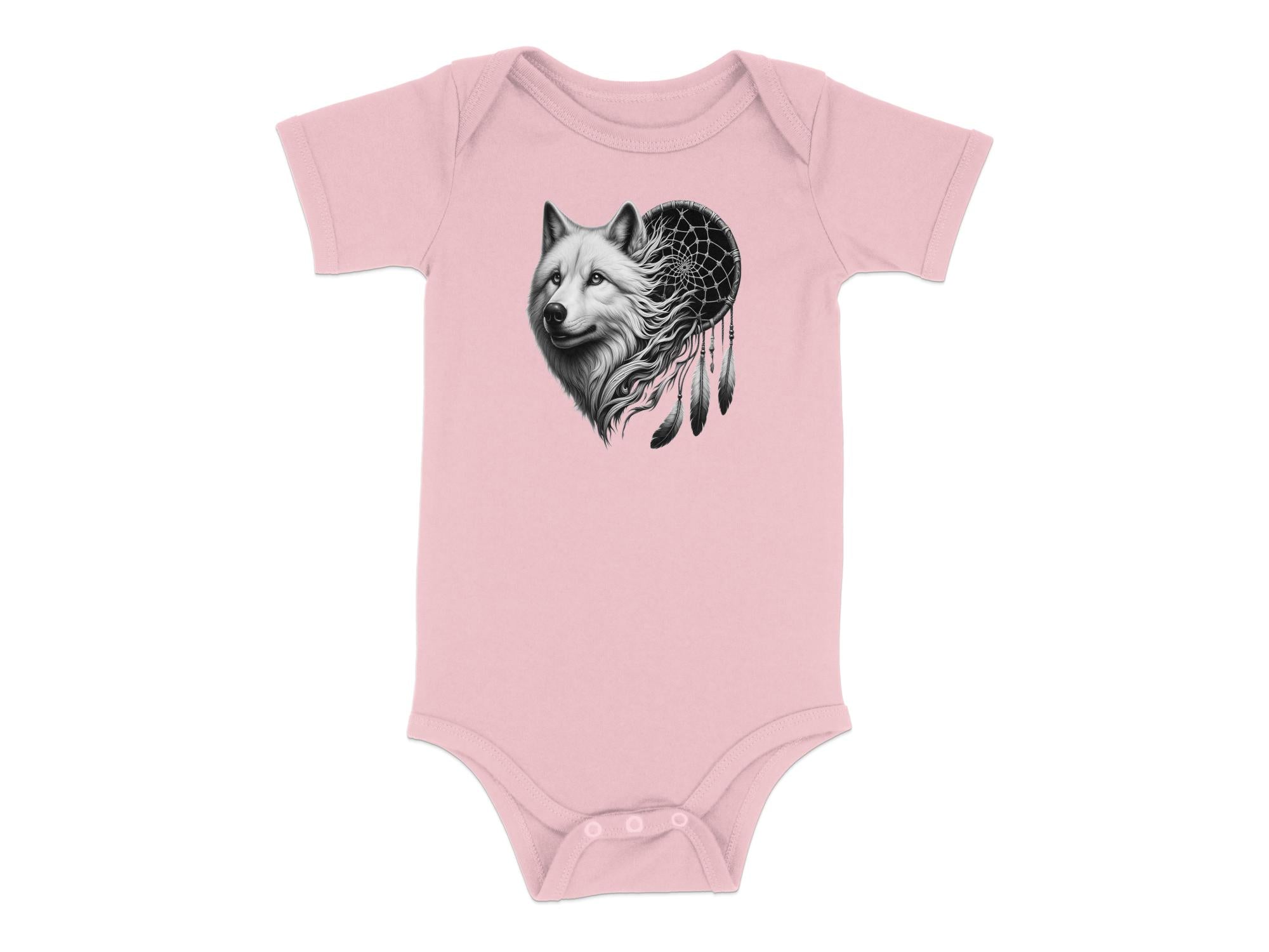 Dreamcatcher Wolf - Coloured Toddler Bodysuit Realistic Native American Talisman Unisex Mythology Tee Graphic Design