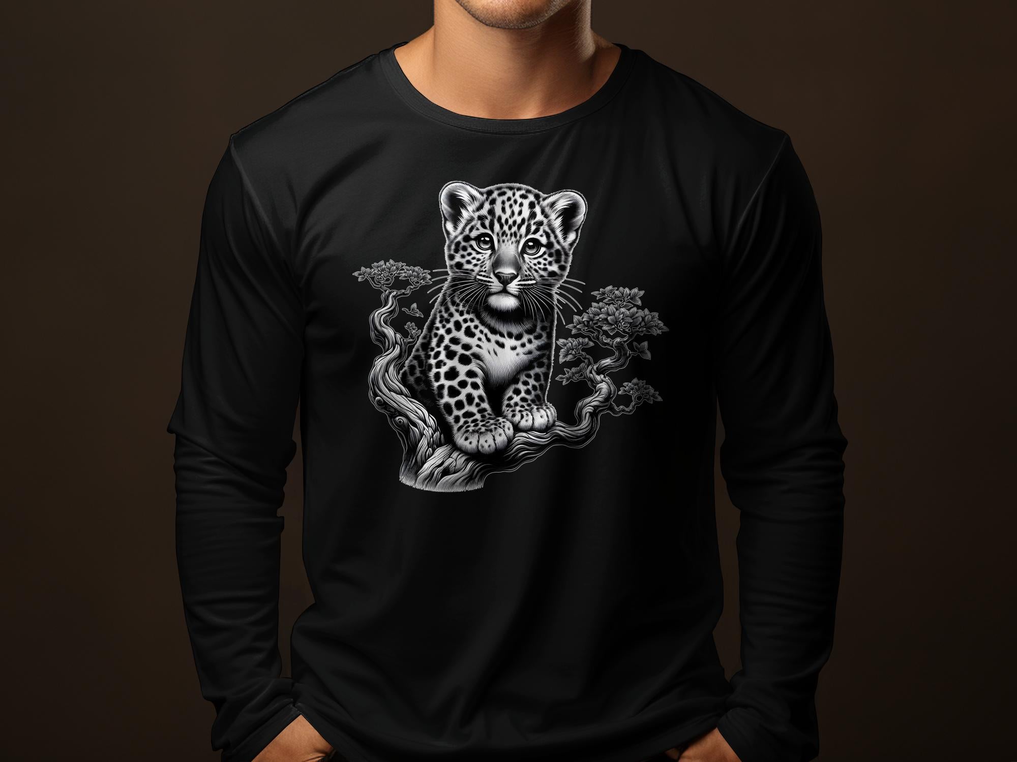 Leopard Bonsai - Coloured Gildan Long Sleeve Realistic Animal Talisman Unisex Cute Tee Graphic Design