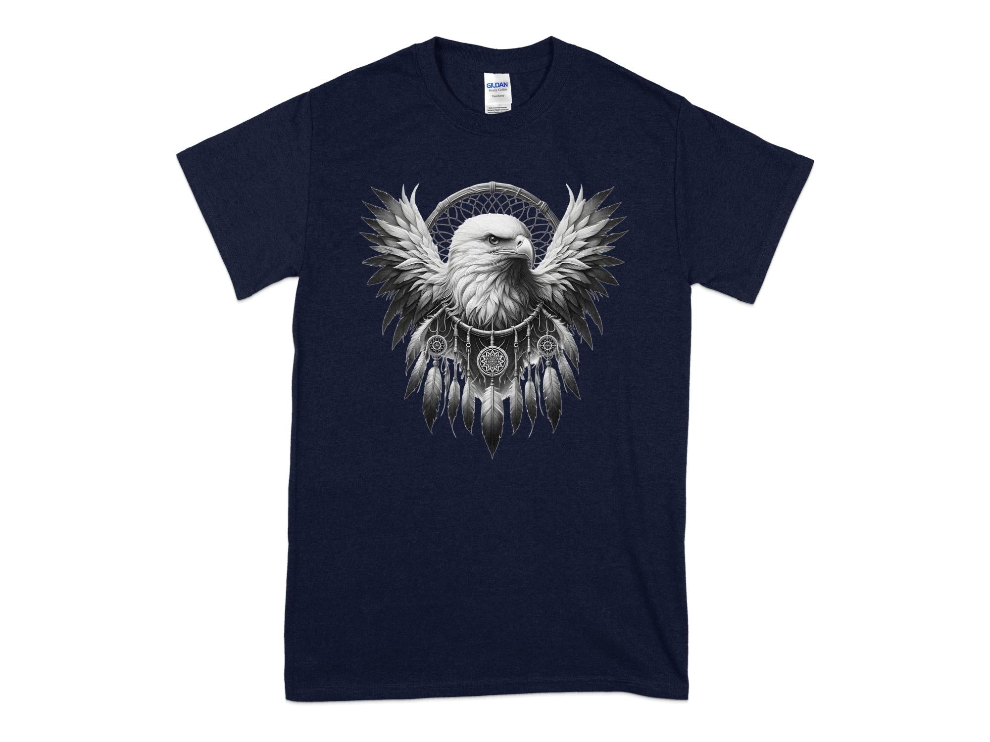 Dreamcatcher Eagle - Coloured Gildan T-Shirt Realistic Native American Talisman Unisex Mythology Tee Graphic Design