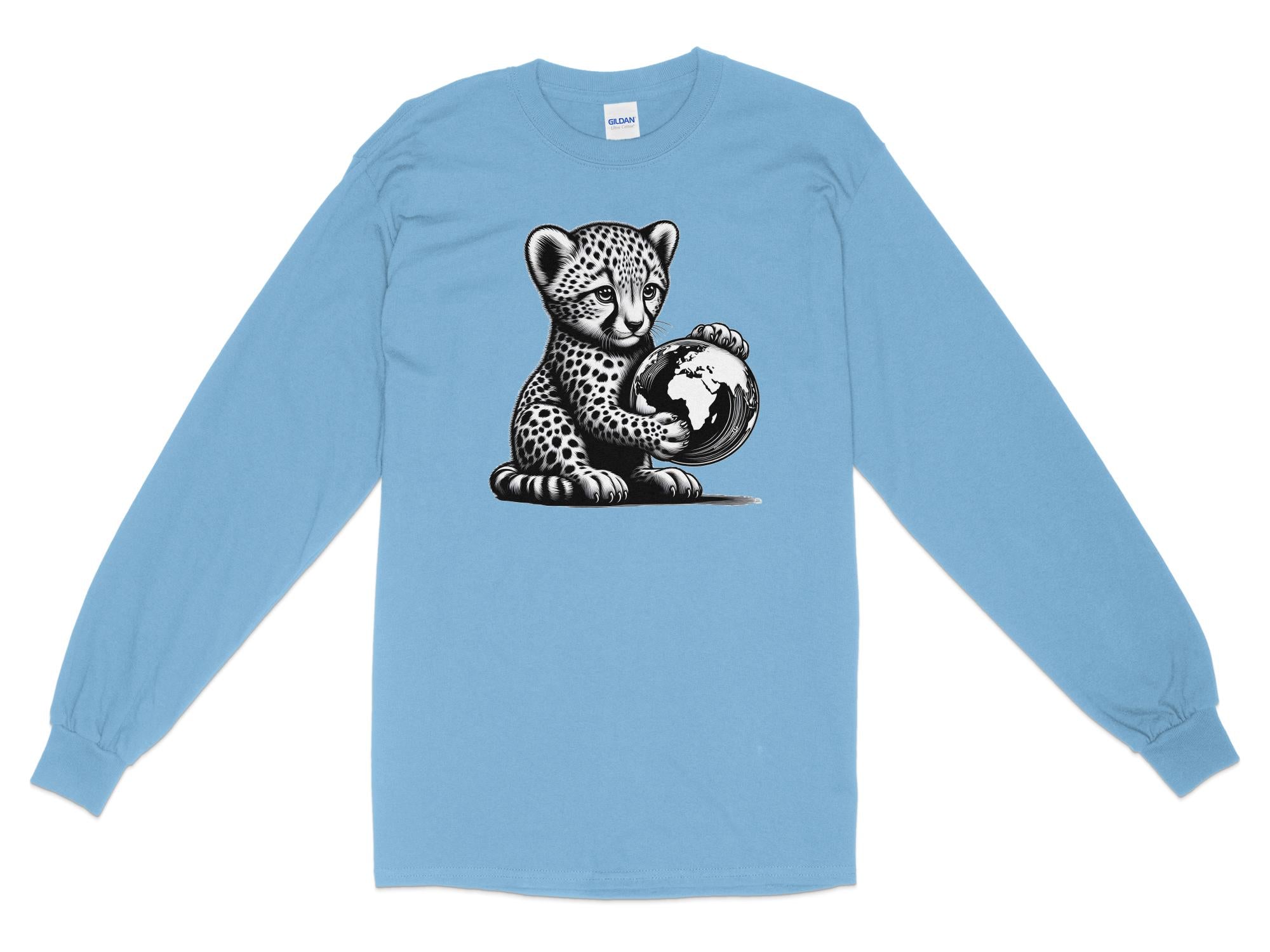 Cheetah World - Coloured Gildan Long Sleeve Realistic Animal Talisman Unisex Cute Tee Graphic Design