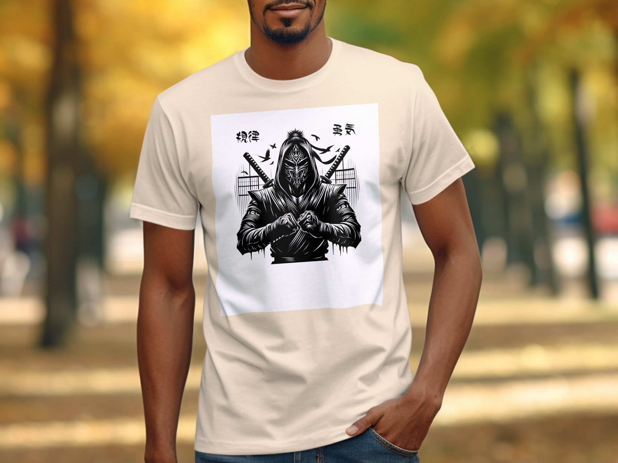 Samurai Ninja - Coloured Gildan T-Shirt Japanese Talisman Unisex Cultural Symbolic Graphic Design