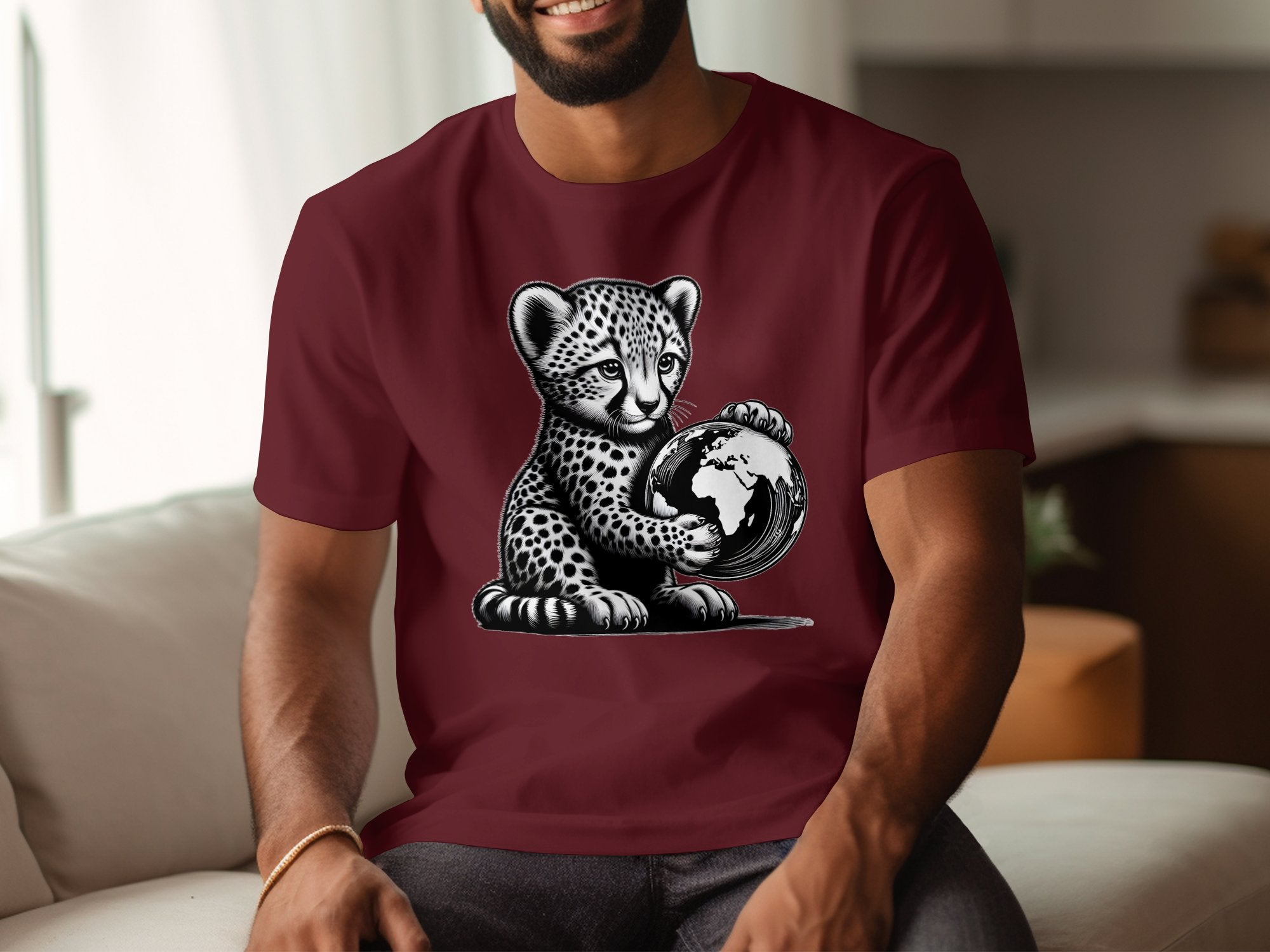 Cheetah World - Coloured Gildan T-Shirt Realistic Animal Talisman Unisex Cute Tee Graphic Design