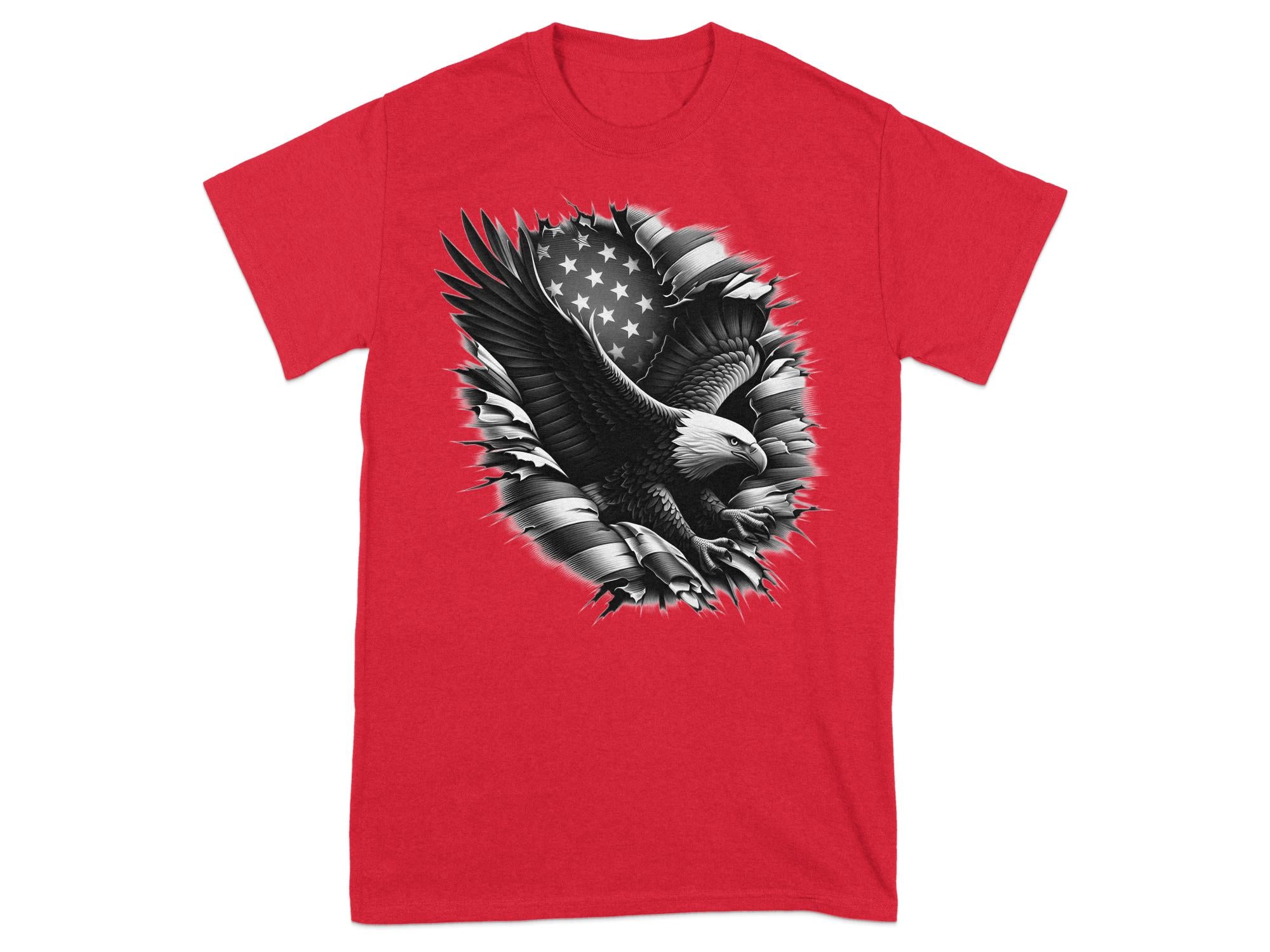 Eagle Patriot - Coloured Gildan T-Shirt Realistic Animal Talisman Unisex Tee Graphic Design