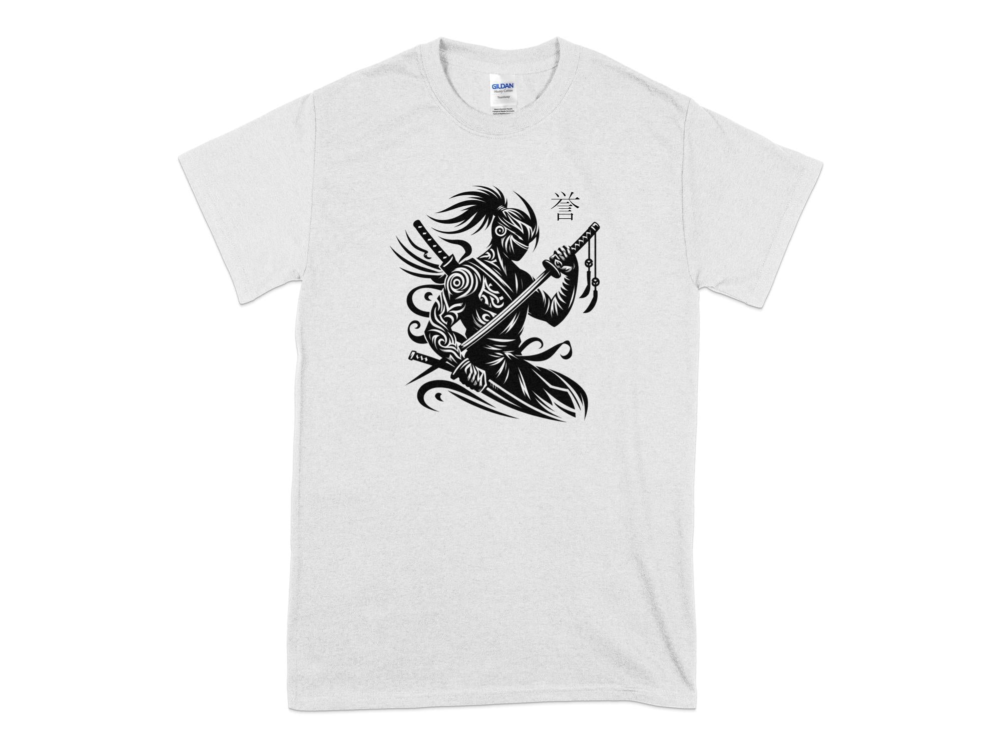 Samurai Ninja - Coloured Gildan T-Shirt Japanese Talisman Unisex Cultural Symbolic Graphic Design