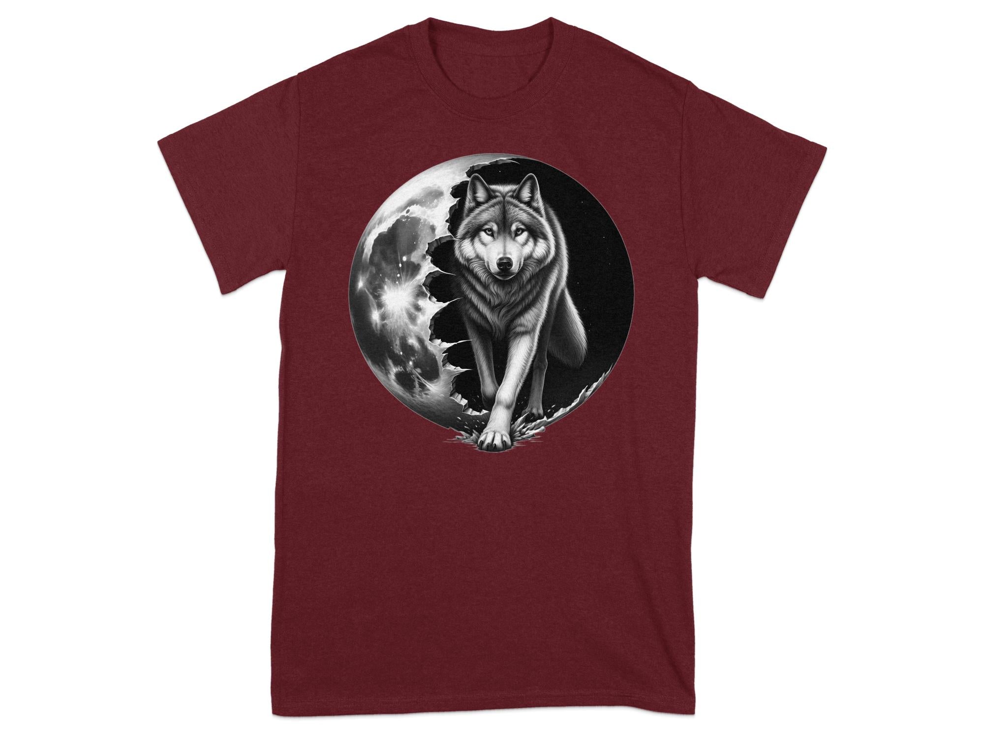 Moon Wolf - Coloured Gildan T-Shirt Realistic Animal Talisman Unisex Mythology Tee Graphic Design