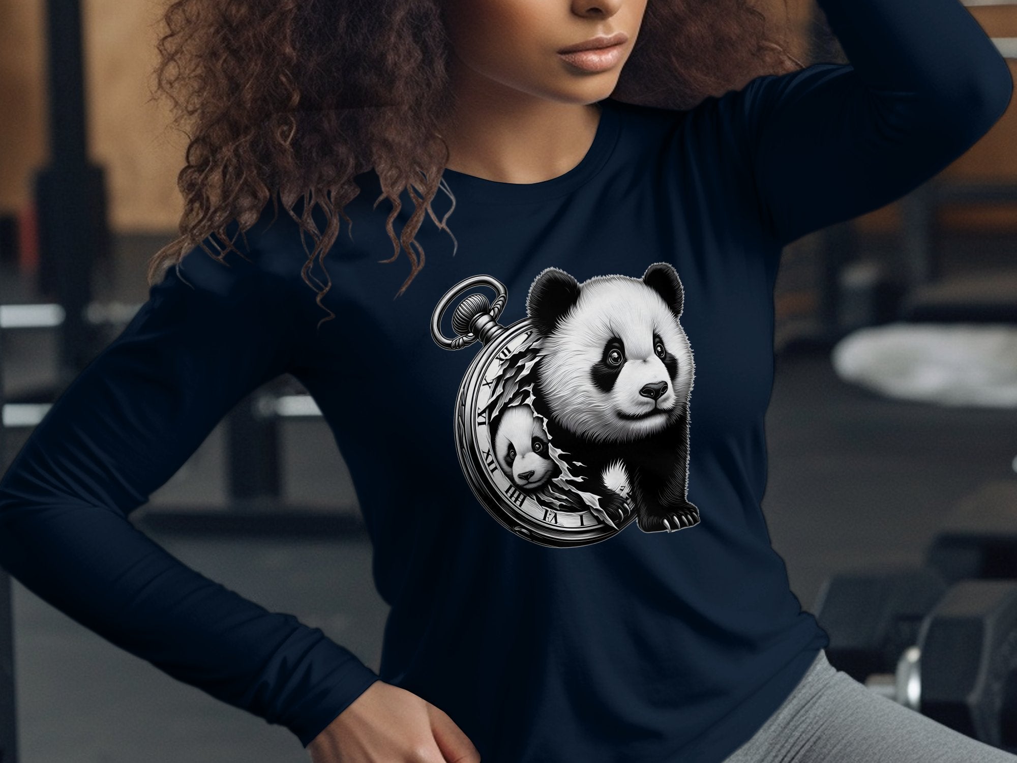 Panda - Coloured Gildan Long Sleeve Realistic Animal Talisman Unisex Cute Tee Graphic Design