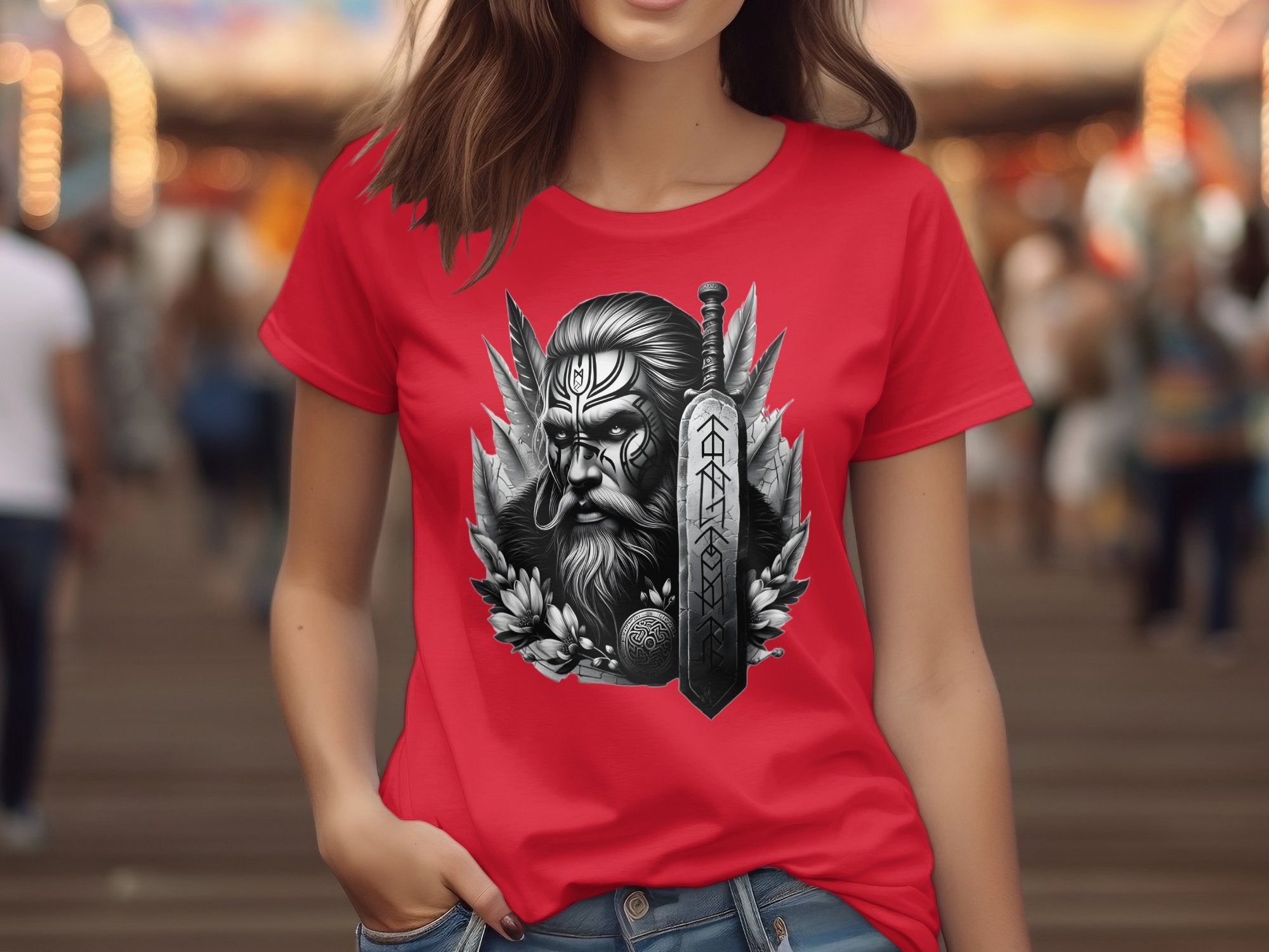 Viking Valiant - Coloured Gildan T Shirt Realistic Norse Talisman Men Women Unisex Valhalla Tee Graphic Design