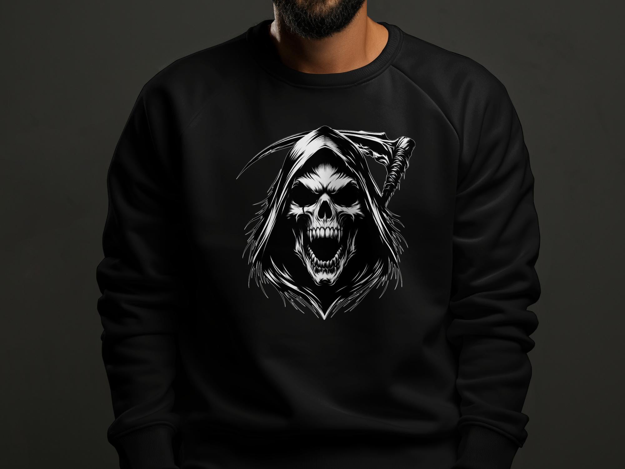 Grim Reaper - Black White Gildan Sweatshirt Commemorative Talisman Unisex Tee Graphic Design