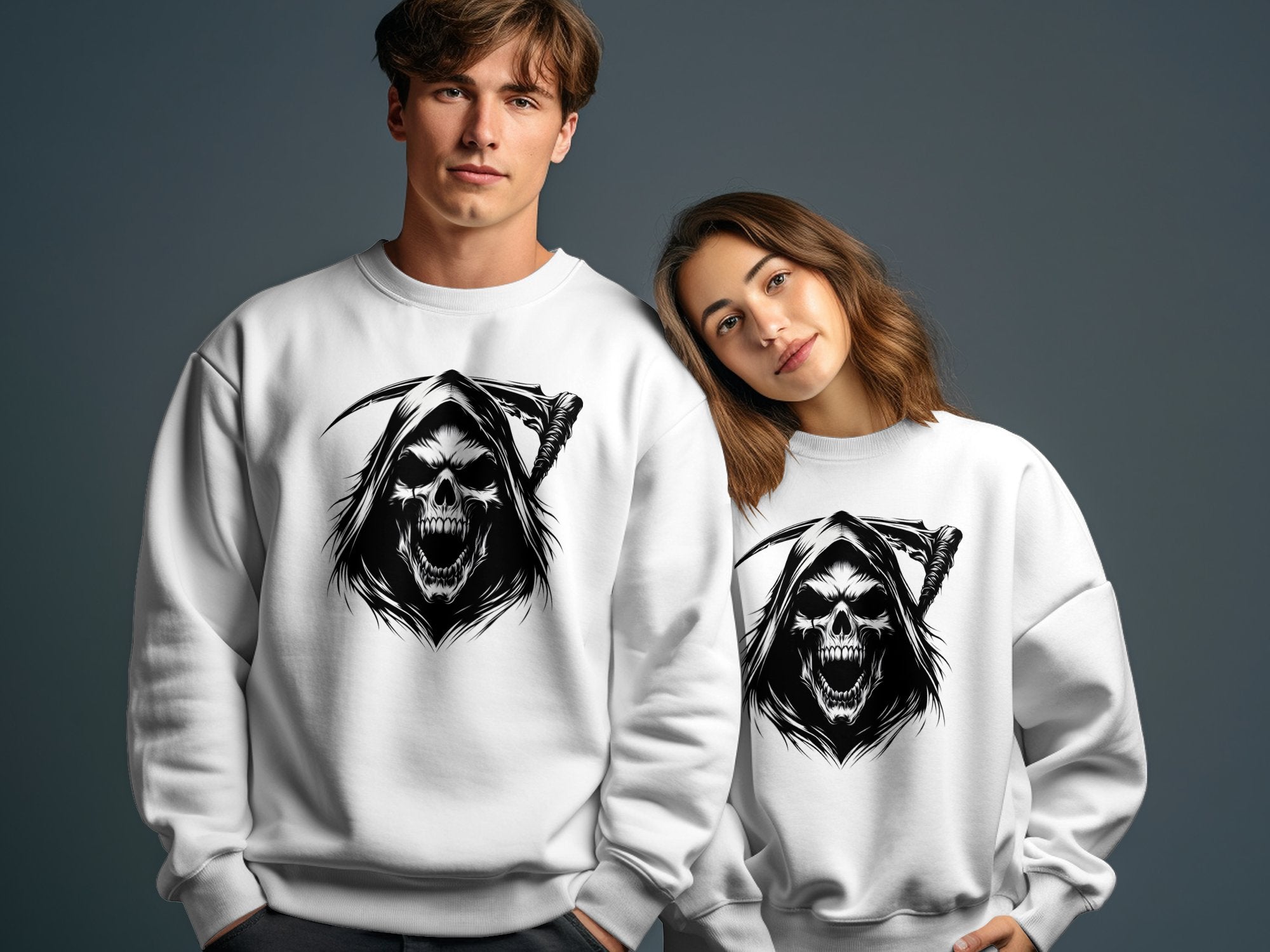 Grim Reaper - Black White Gildan Sweatshirt Commemorative Talisman Unisex Tee Graphic Design