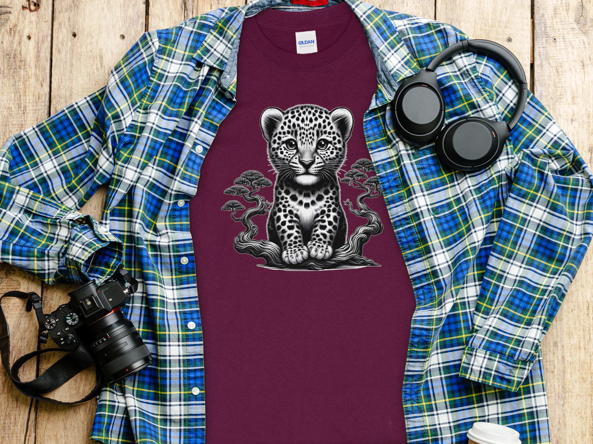 Leopard Bonsai - Coloured Gildan Long Sleeve Realistic Animal Talisman Unisex Cute Tee Graphic Design