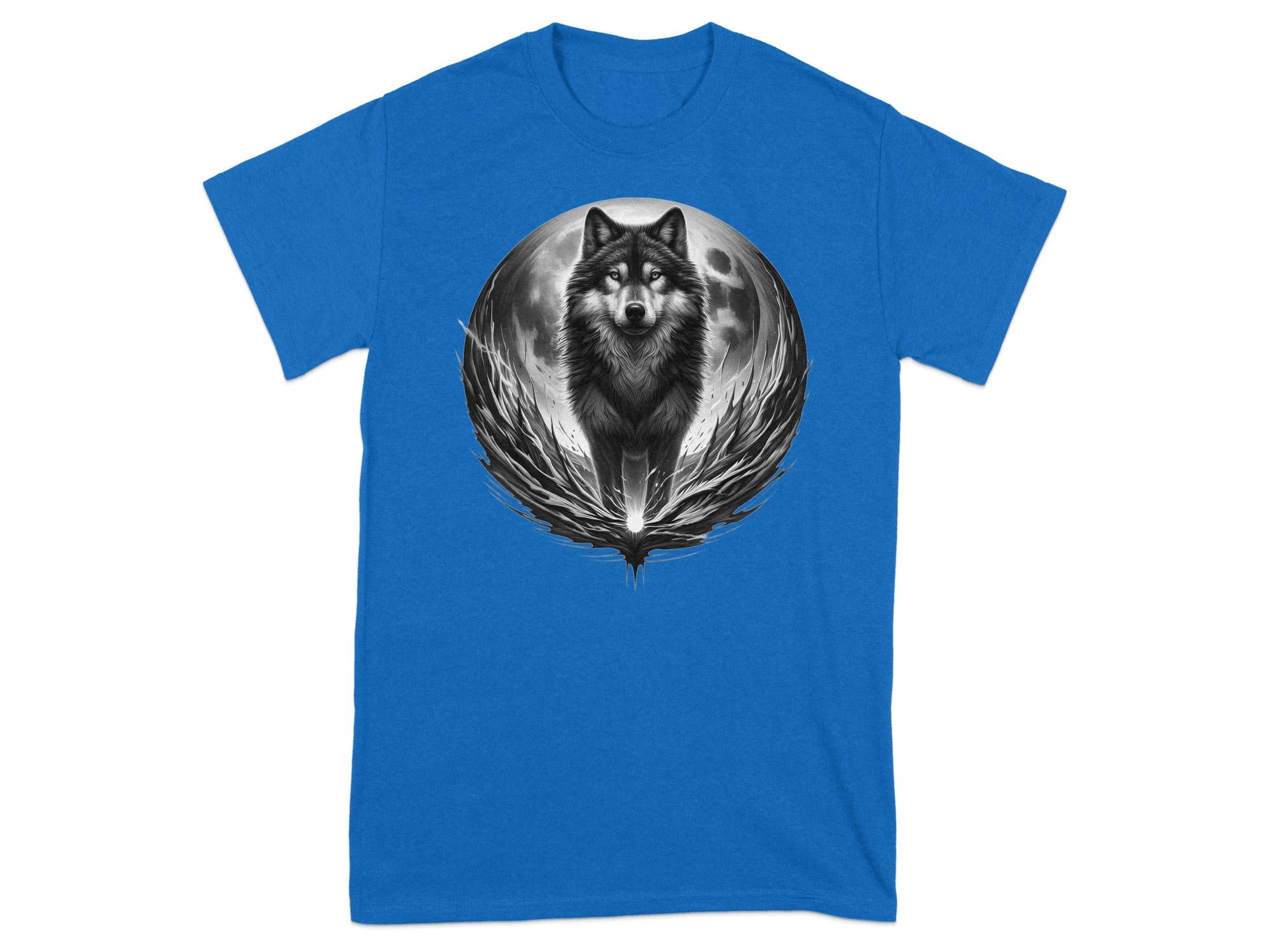 Moon Wolf - Coloured Gildan T-Shirt Realistic Animal Talisman Unisex Mythology Tee Graphic Design