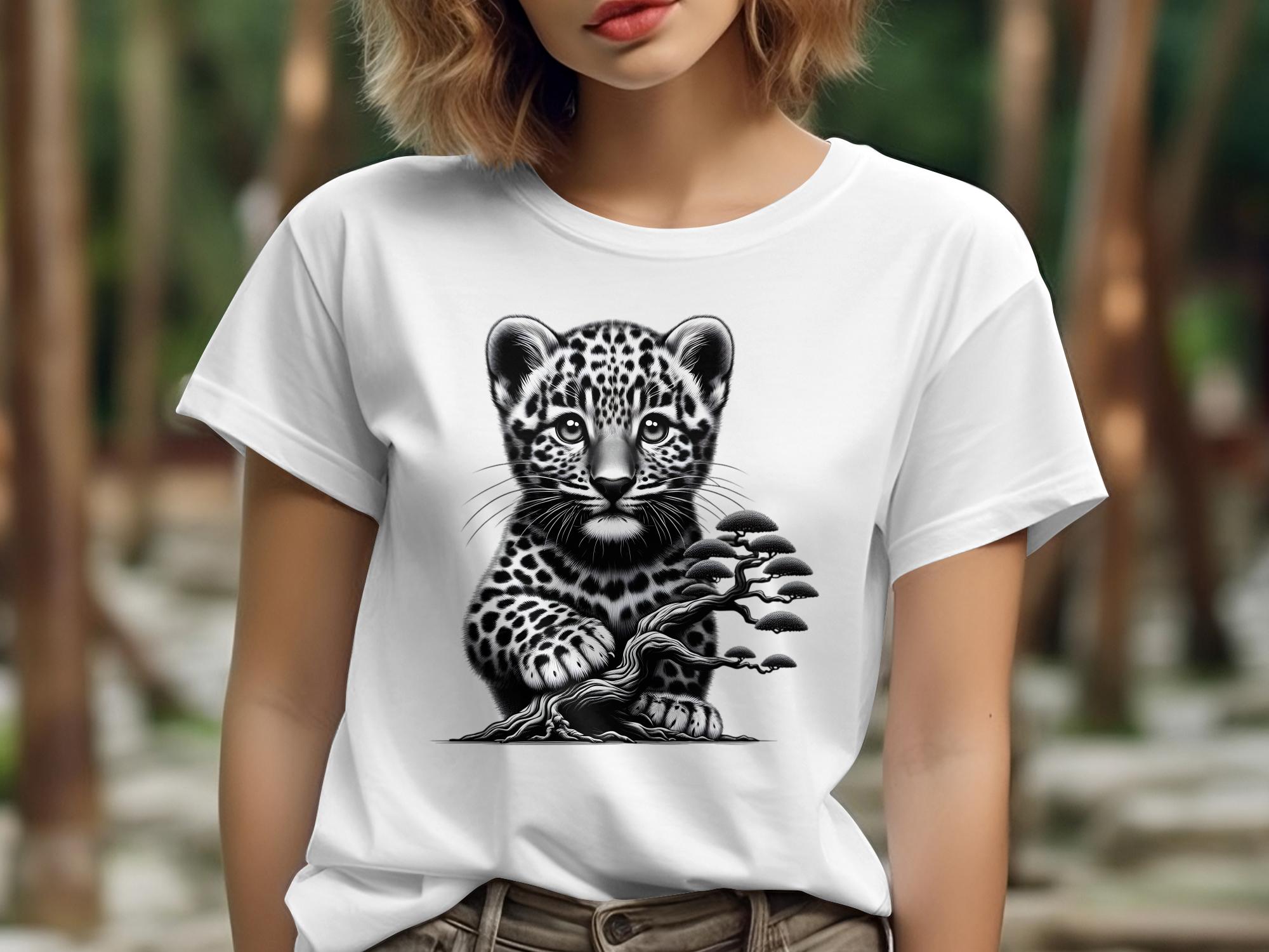 Leopard Bonsai - Coloured Gildan T-Shirt Realistic Animal Talisman Unisex Cute Tee Graphic Design