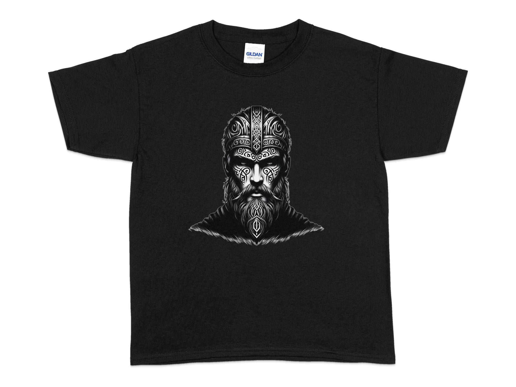 Viking Unyielding - Coloured Gildan Kids T-Shirt Realistic Norse Talisman Unisex Valhalla Tee Graphic Design