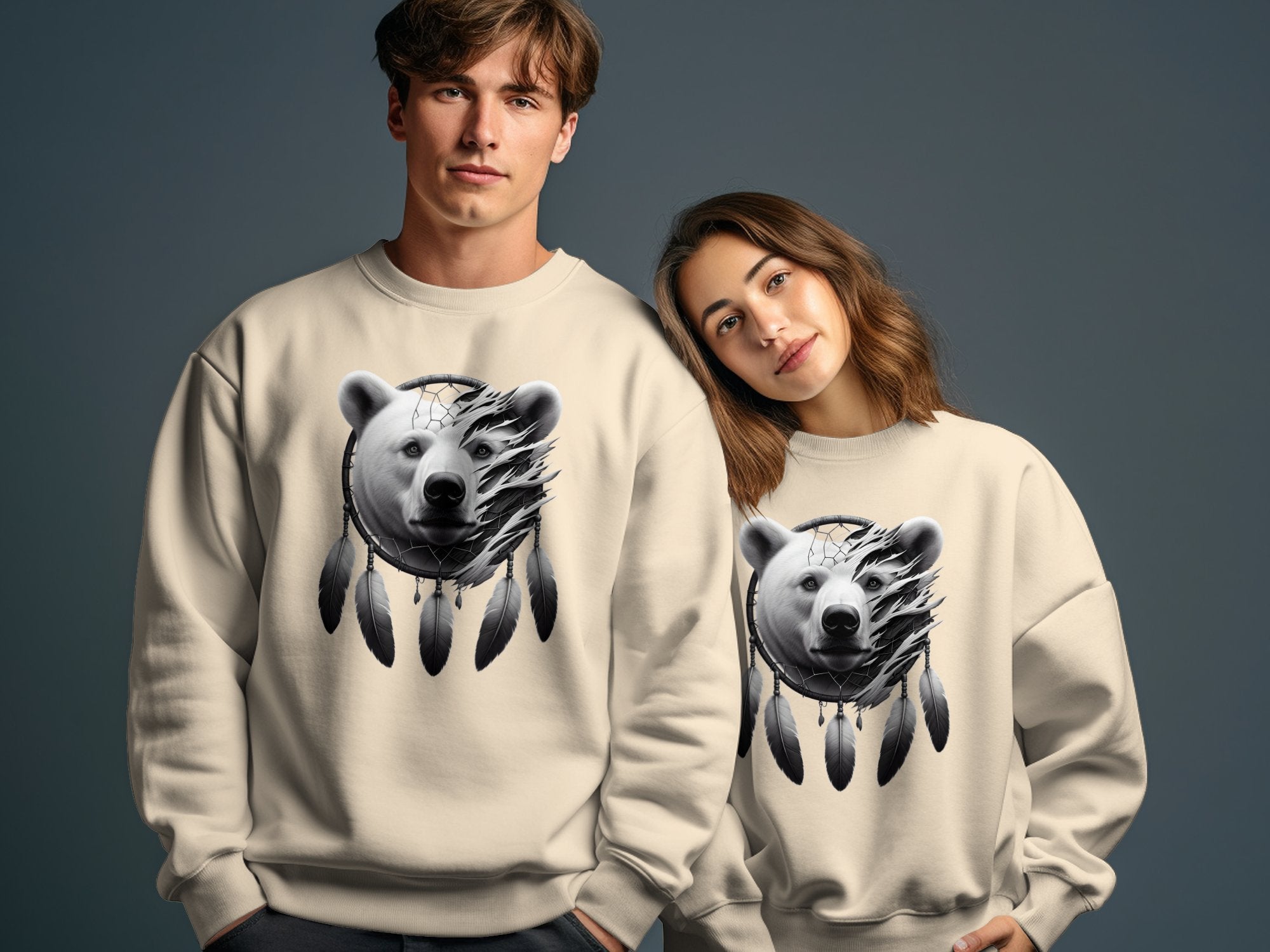 Dreamcatcher Bear - Coloured Gildan Sweatshirt Realistic Native American Talisman Unisex Mythology Tee Graphic Design