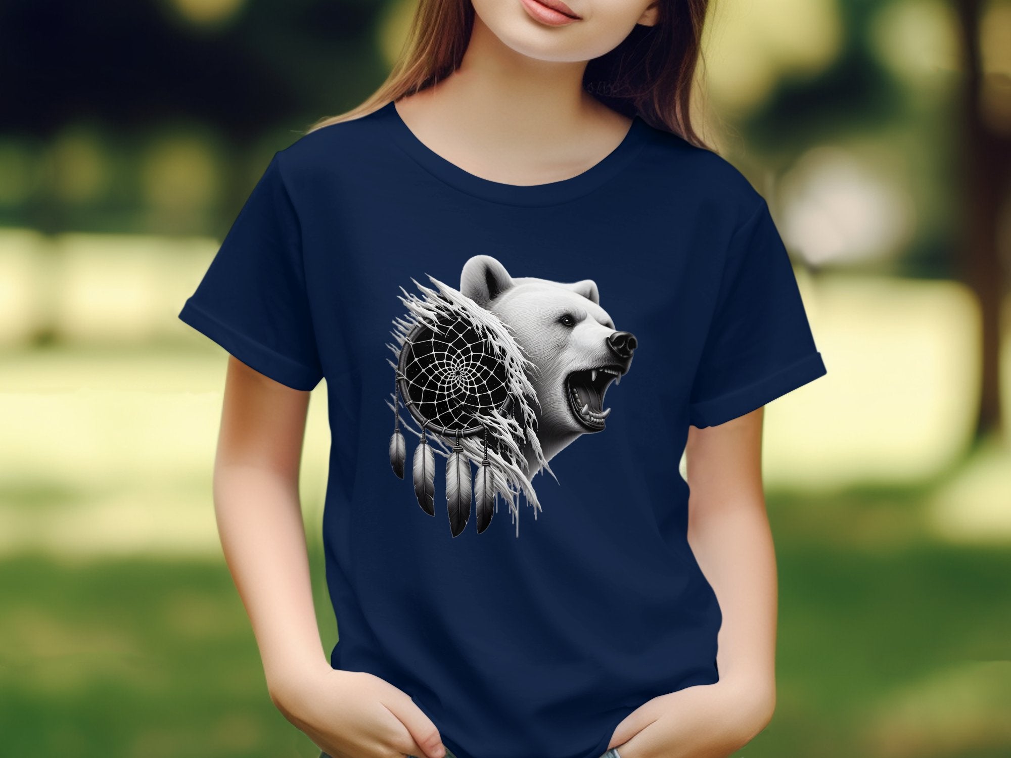 Dreamcatcher Bear - Coloured Gildan Kids T Shirt Realistic Native American Talisman Unisex Mythology Tee Graphic Design