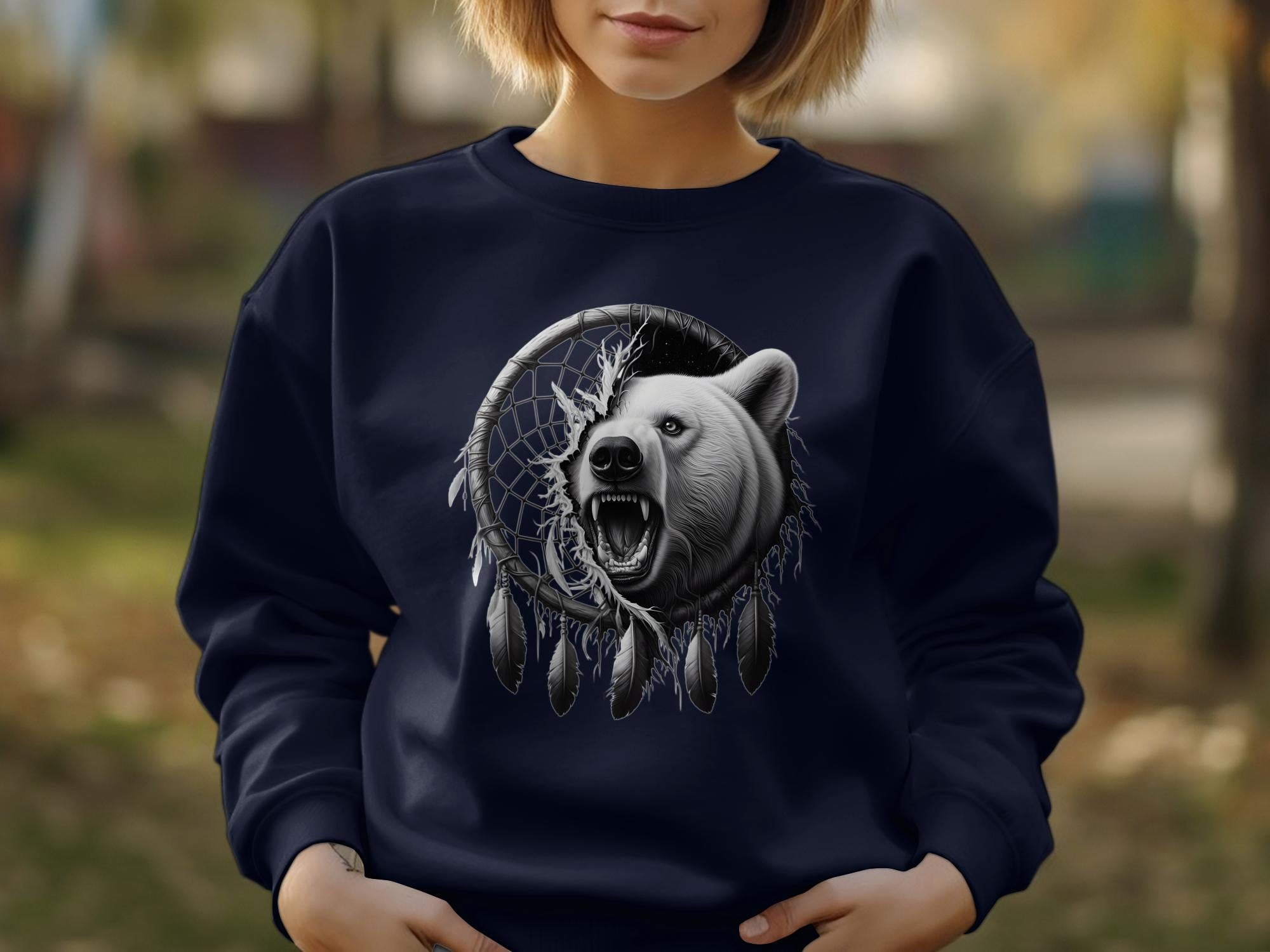 Dreamcatcher Bear - Coloured Gildan Sweatshirt Realistic Native American Talisman Unisex Mythology Tee Graphic Design