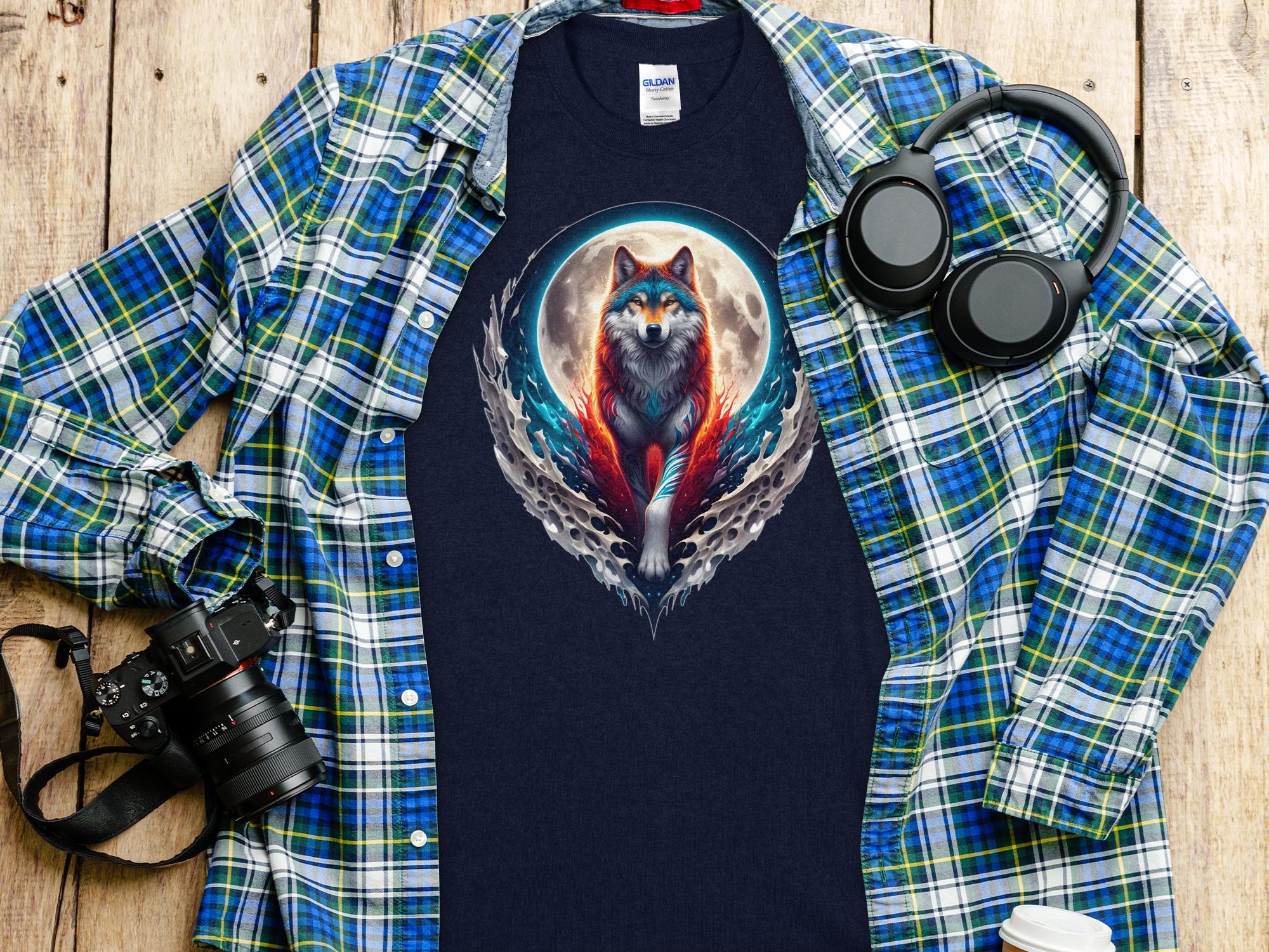 Moon Wolf - T-Shirt Realistic Full Colour Animal Talisman Unisex Mythology Tee Gildan Graphic Design