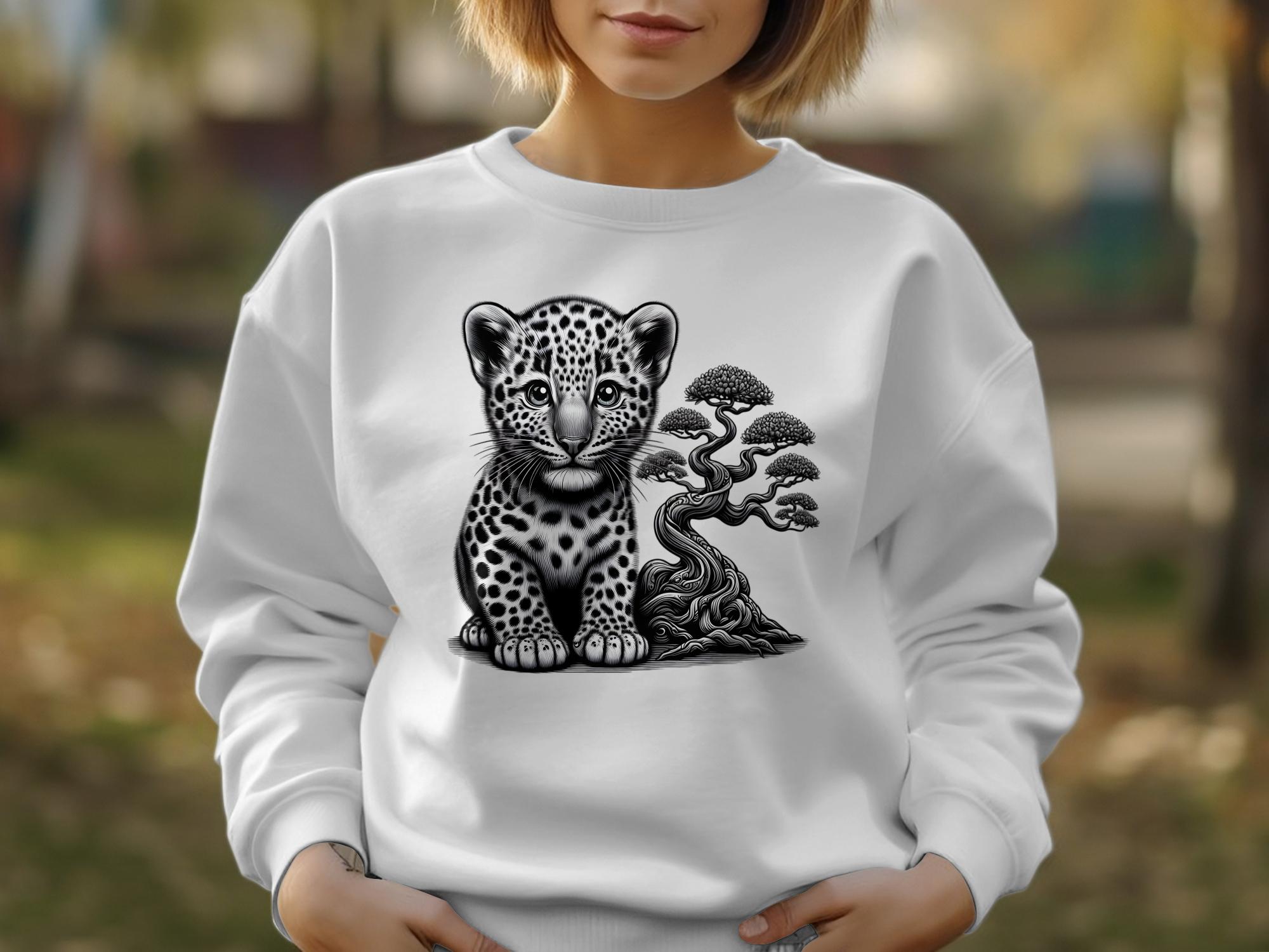 Leopard Bonsai - Coloured Gildan Sweatshirt Realistic Animal Talisman Unisex Cute Tee Graphic Design