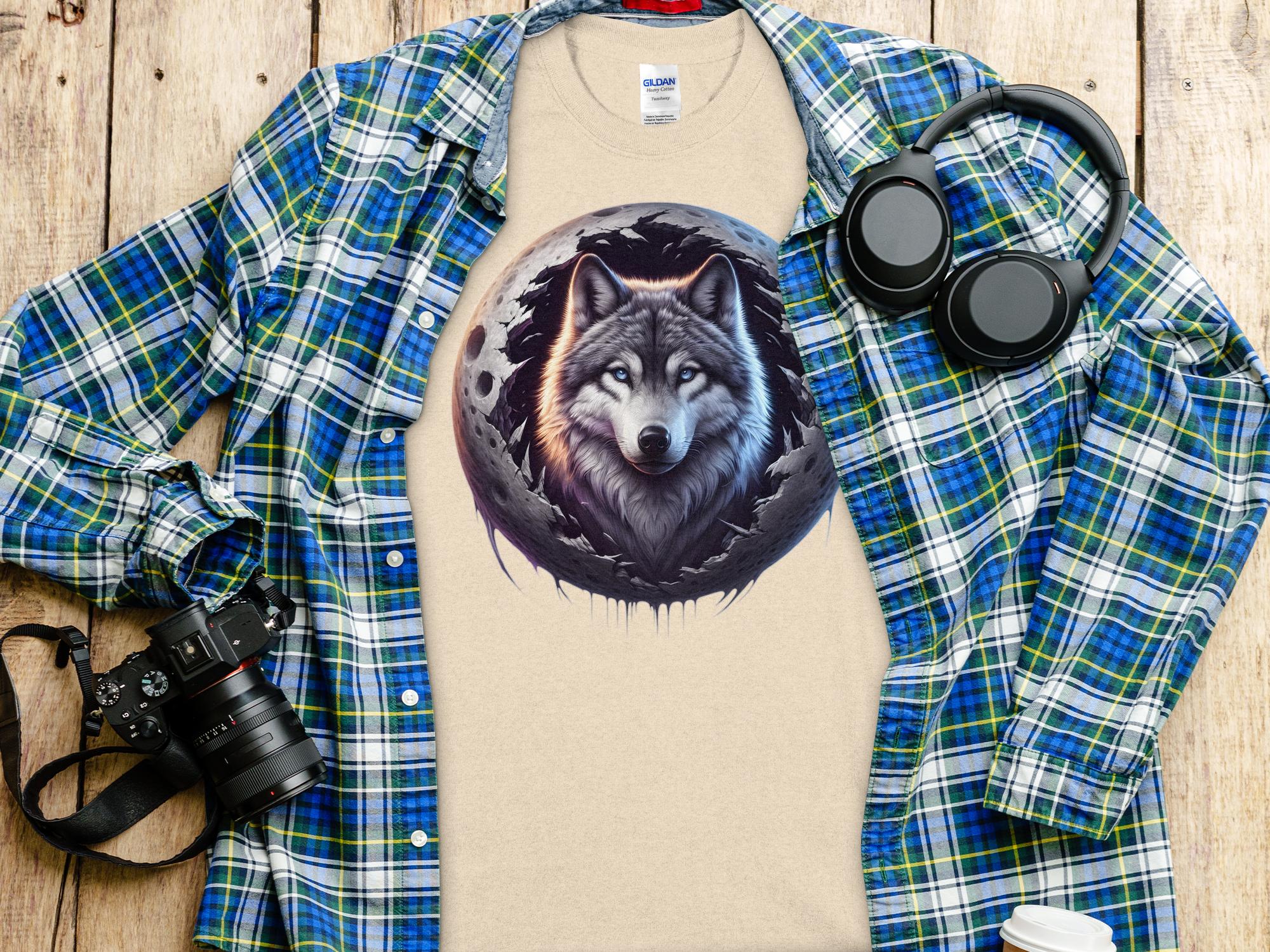 Moon Wolf - T-Shirt Realistic Full Colour Animal Talisman Unisex Mythology Tee Gildan Graphic Design