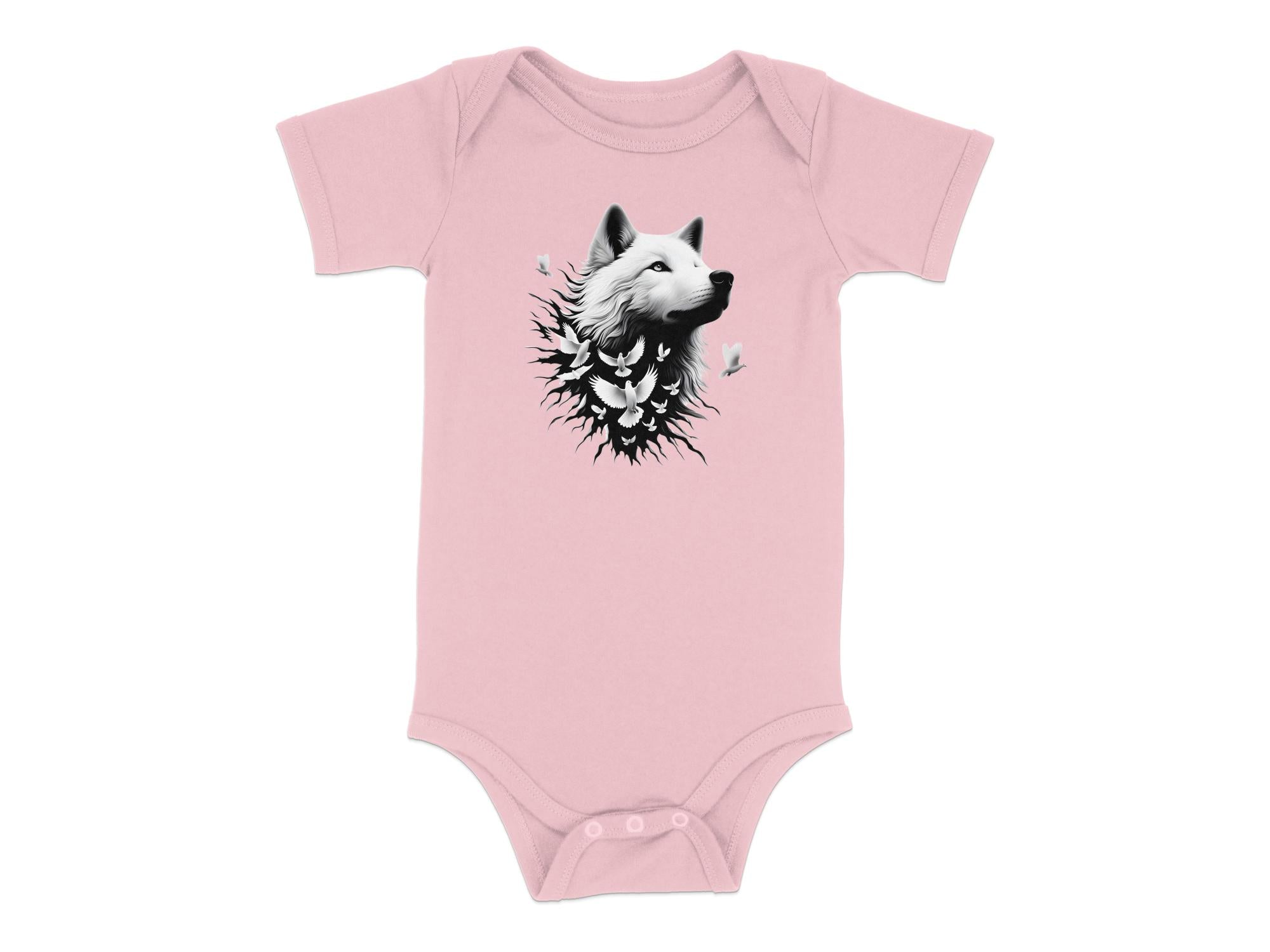 Wolf x Doves - Coloured Toddler Bodysuit Realistic Animal Talisman Unisex Tee Graphic Design