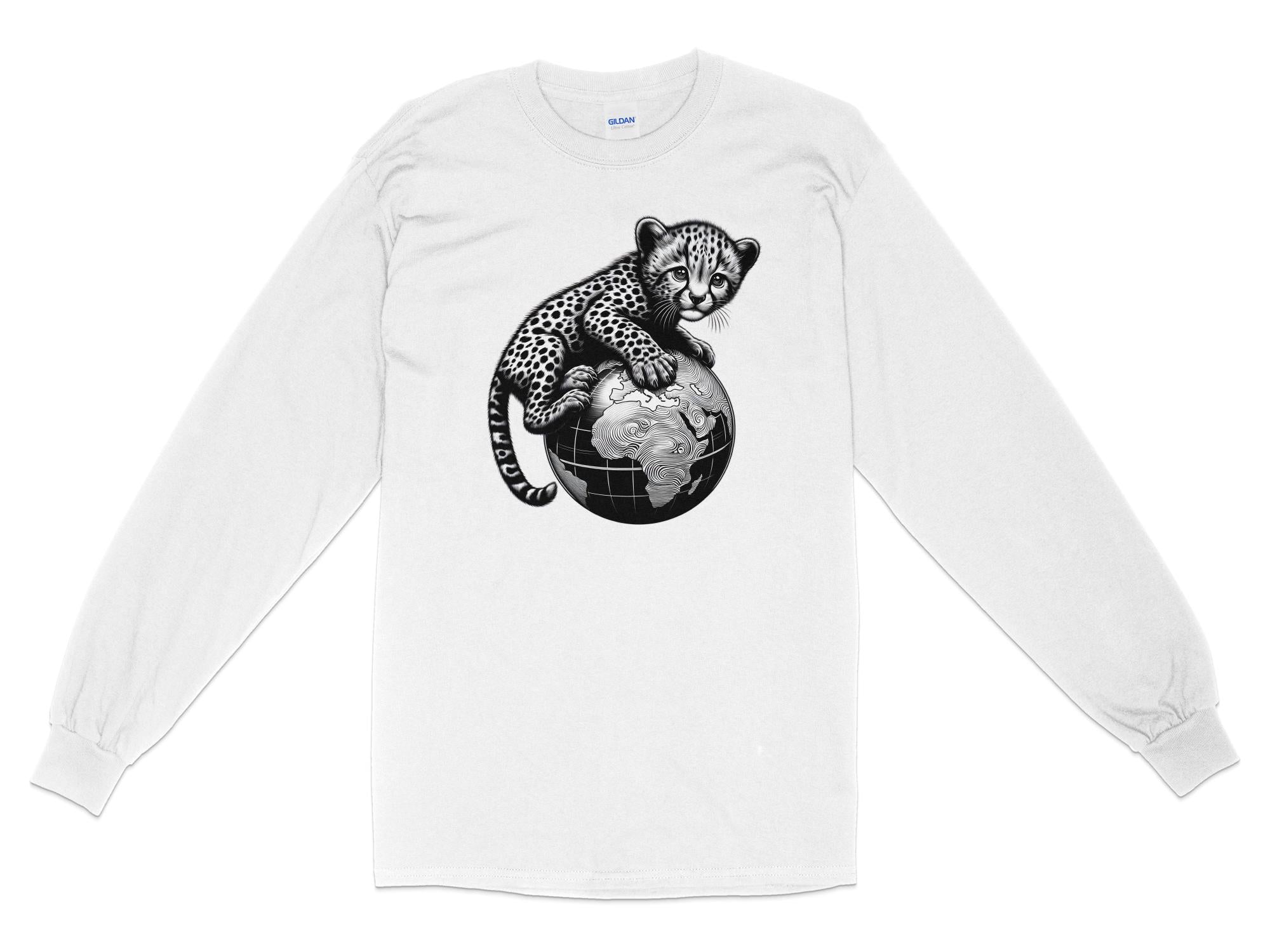 Cheetah World - Coloured Gildan Long Sleeve Realistic Animal Talisman Unisex Cute Tee Graphic Design