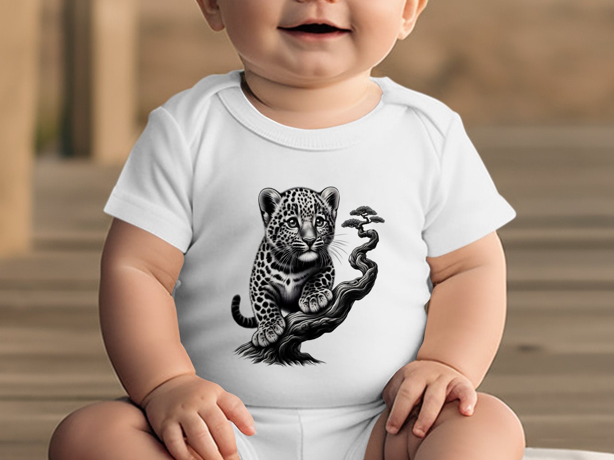 Leopard Bonsai - Coloured Toddler Bodysuit Realistic Animal Talisman Unisex Cute Tee Graphic Design