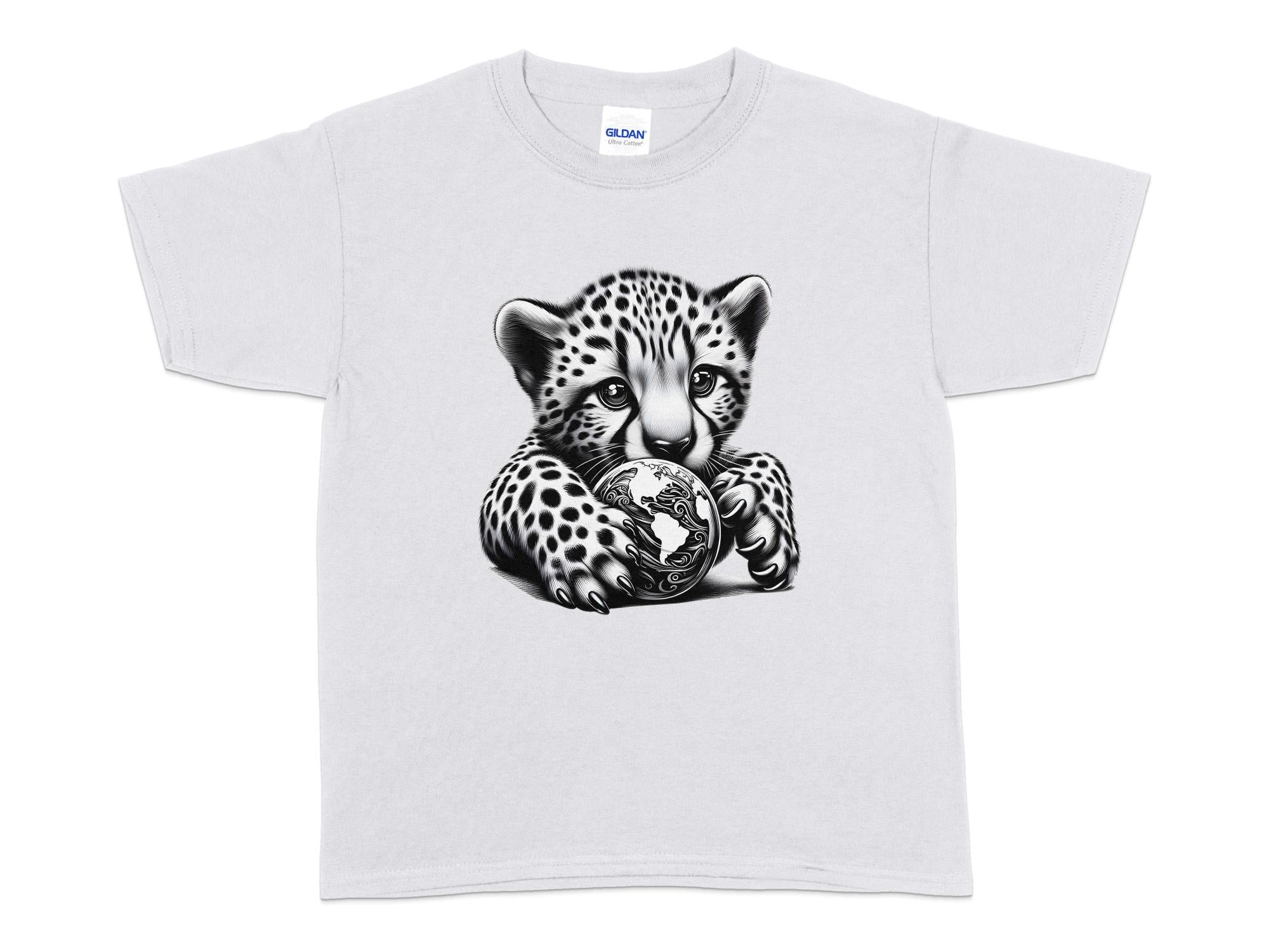 Cheetah World - Coloured Gildan Kids T-Shirt Realistic Animal Talisman Unisex Cute Tee Graphic Design