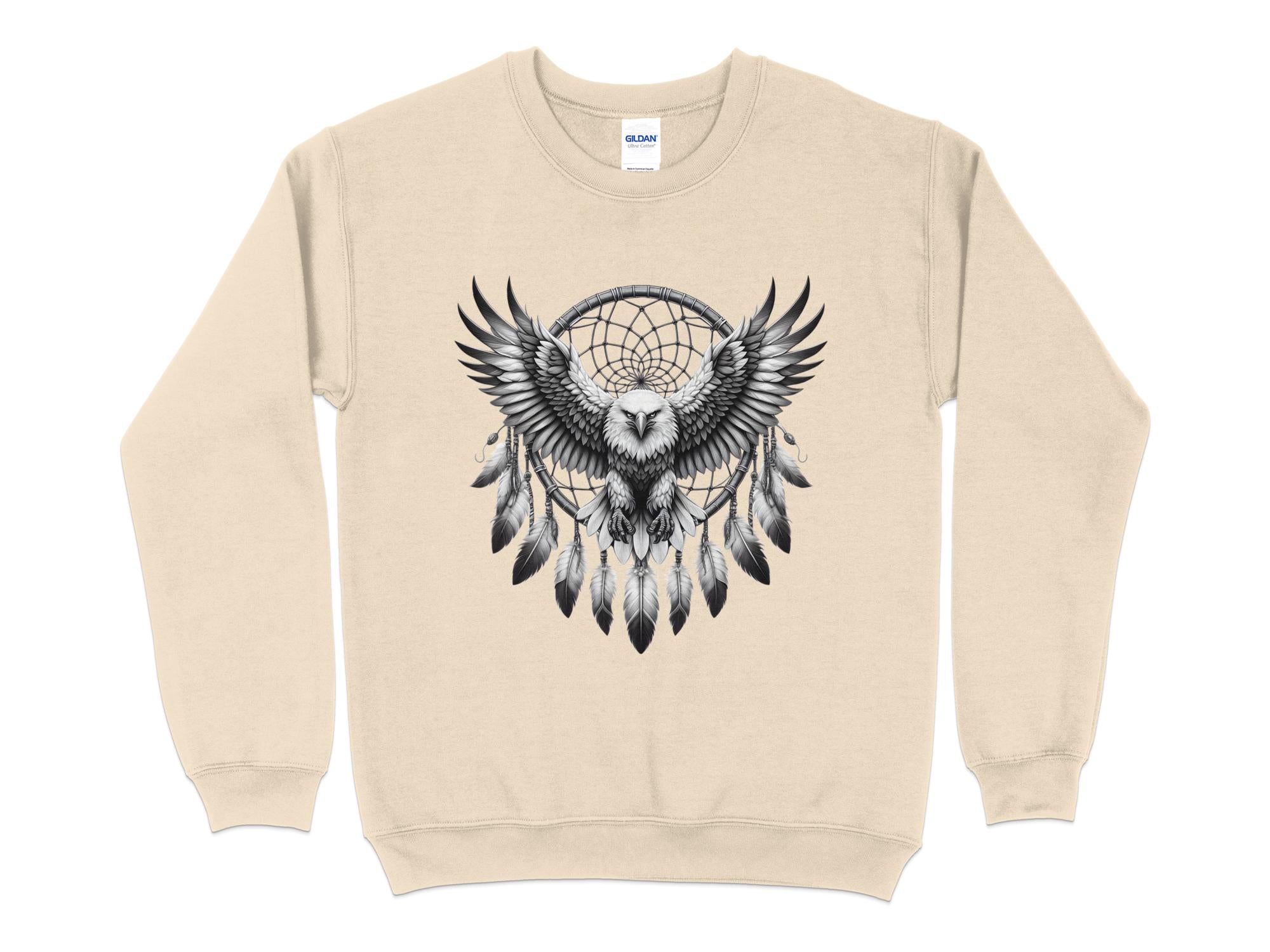 Dreamcatcher Eagle - Coloured Gildan Sweatshirt Realistic Native American Talisman Unisex Mythology Tee Graphic Design