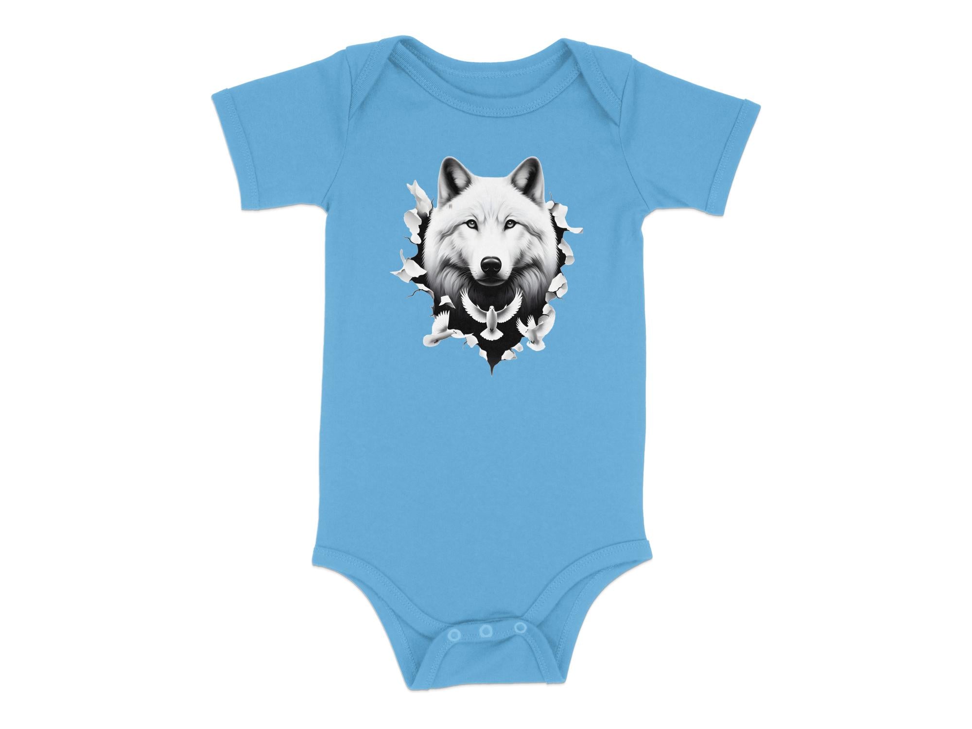 Wolf x Doves - Coloured Toddler Bodysuit Realistic Animal Talisman Unisex Tee Graphic Design