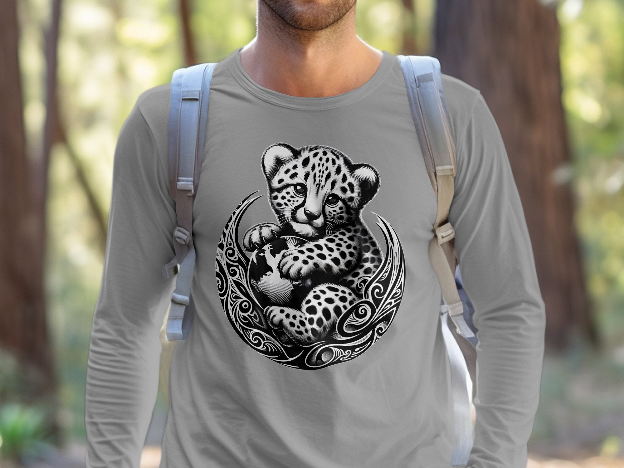 Cheetah World - Coloured Gildan Long Sleeve Realistic Animal Talisman Unisex Cute Tee Graphic Design