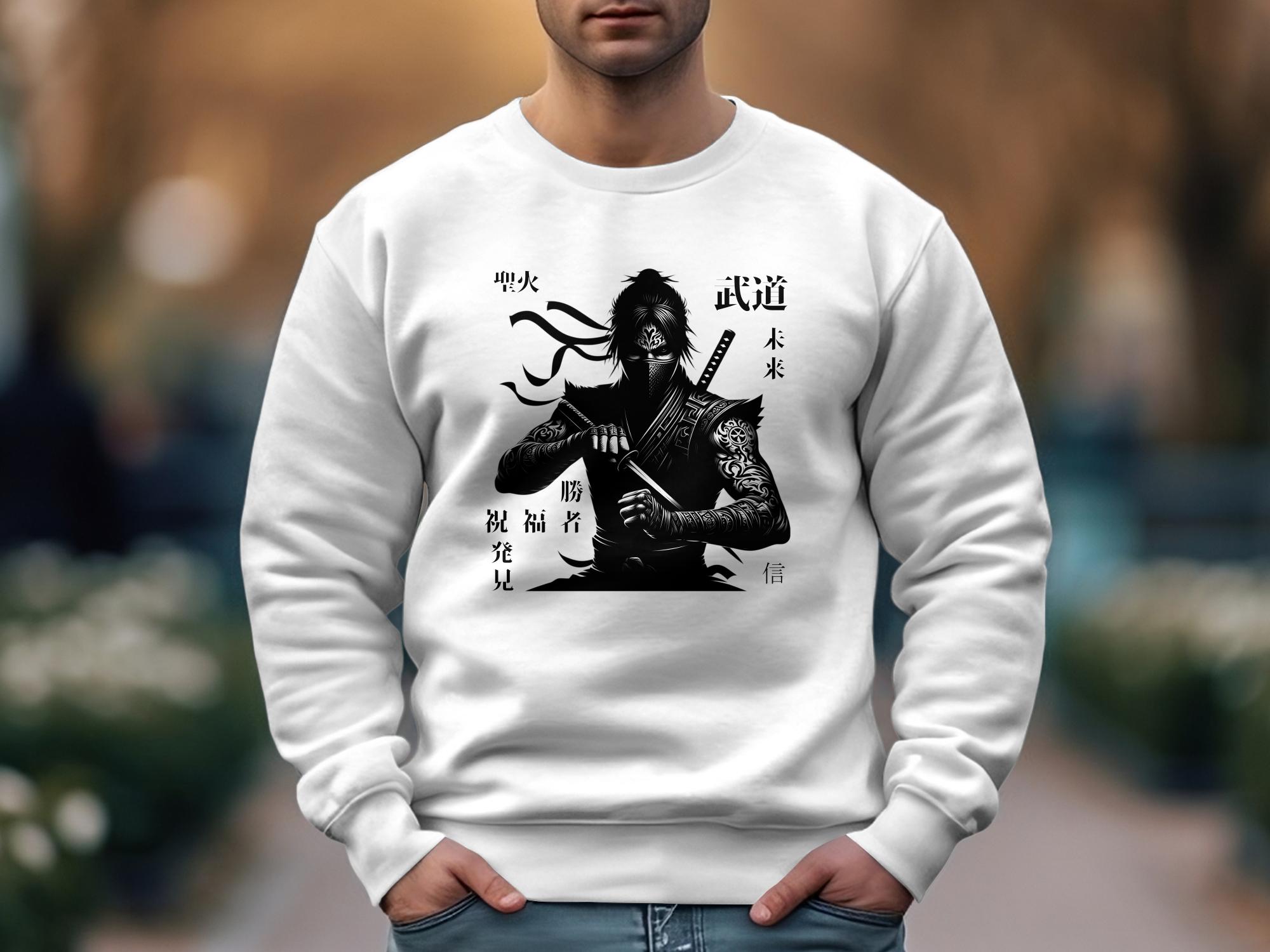 Samurai Ninja - Coloured Gildan Sweatshirt Japanese Talisman Unisex Cultural Symbolic Graphic Design