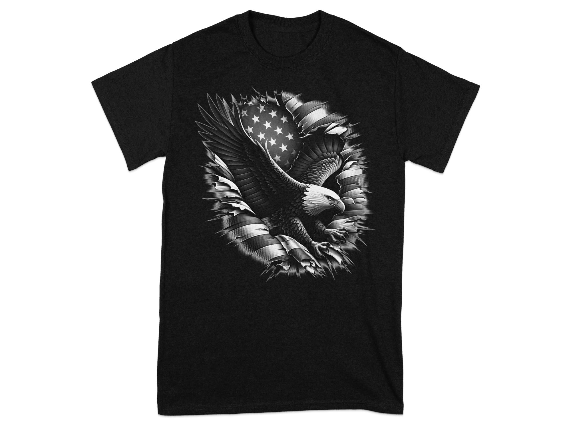 Eagle Patriot - Coloured Gildan T-Shirt Realistic Animal Talisman Unisex Tee Graphic Design