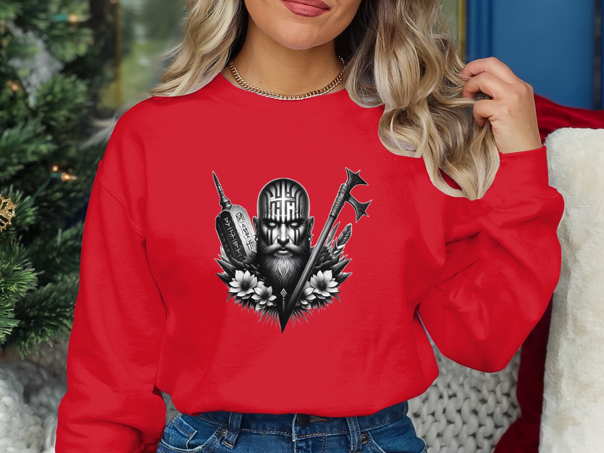 Viking Vigor - Coloured Gildan Sweatshirt Realistic Norse Talisman Men Women Unisex Valhalla Tee Graphic Design