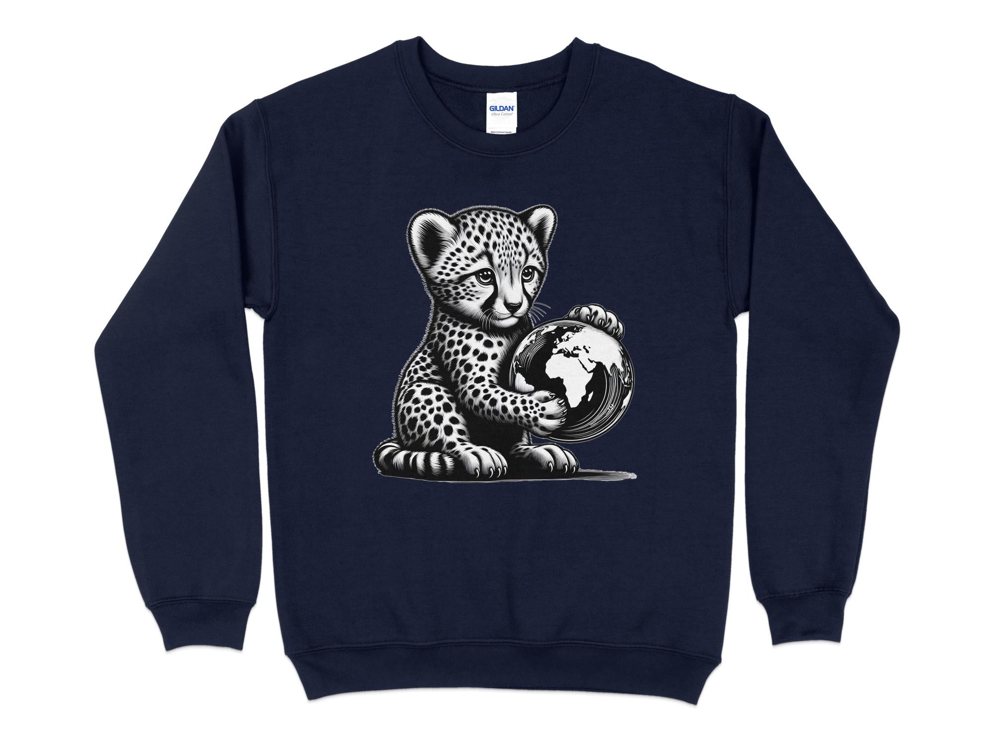 Cheetah World - Coloured Gildan Sweatshirt Realistic Animal Talisman Unisex Cute Tee Graphic Design