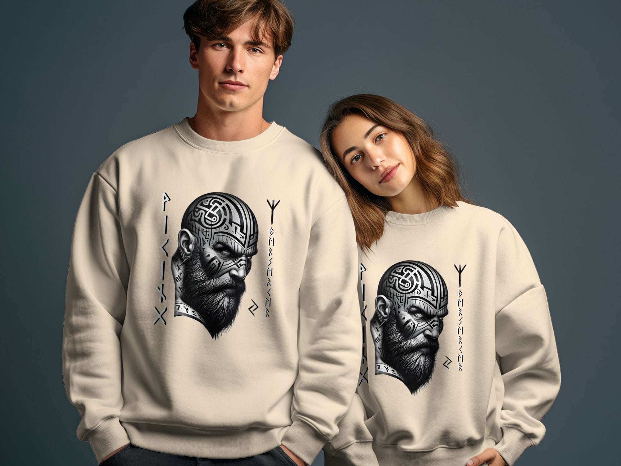 Viking Focus - Coloured Gildan Sweatshirt Realistic Norse Talisman Men Women Unisex Valhalla Tee Graphic Design