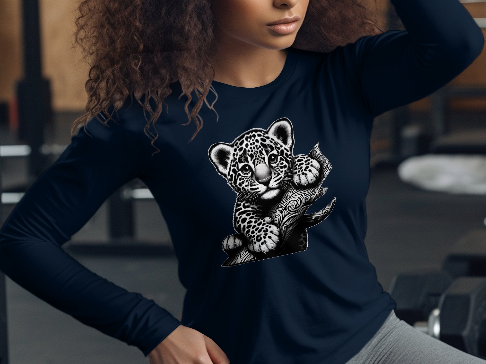 Leopard Bonsai - Coloured Gildan Long Sleeve Realistic Animal Talisman Unisex Cute Tee Graphic Design