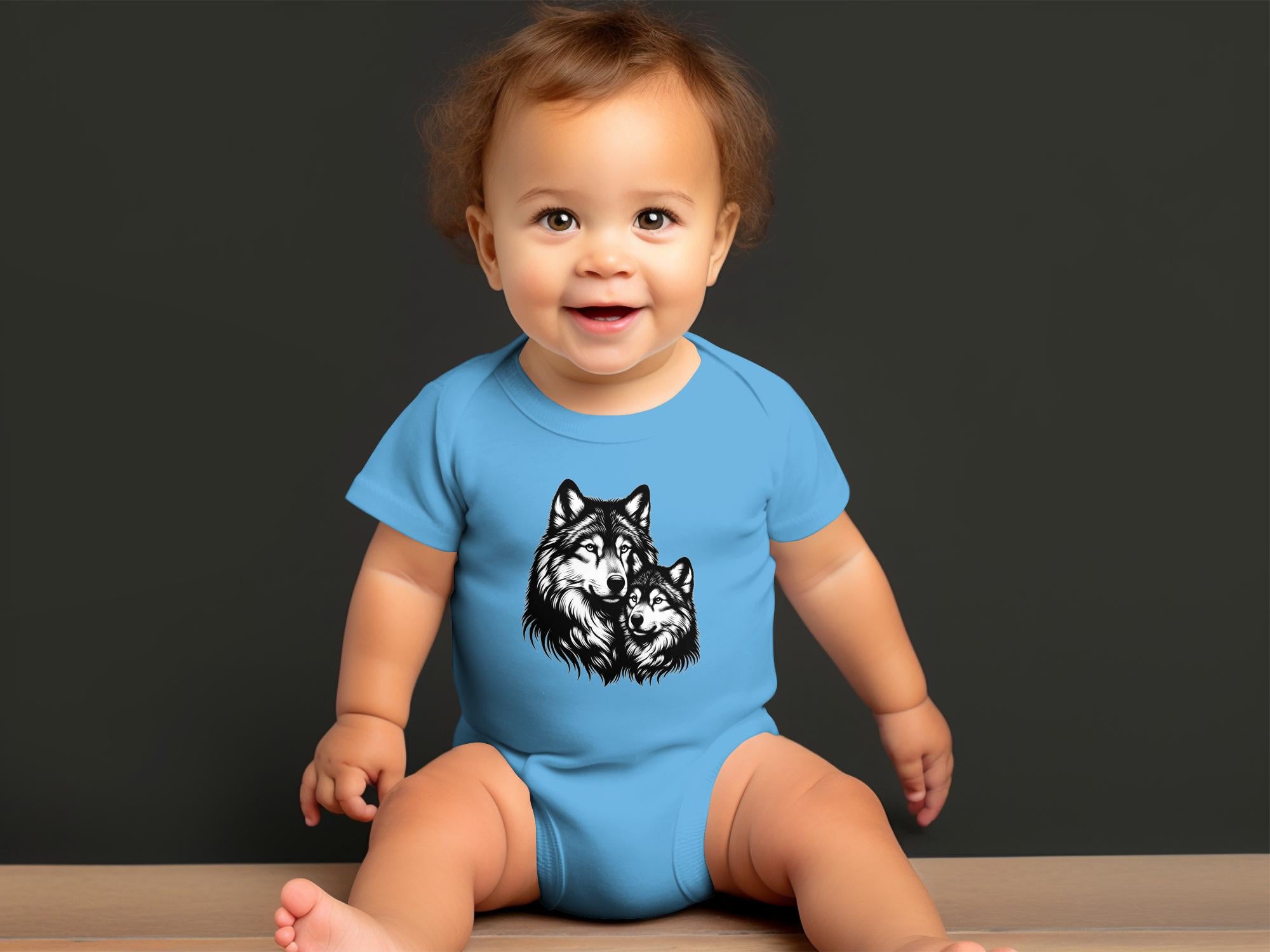 Wolf Mother and Cub - Coloured Toddler Bodysuit Family Talisman Unisex Tee Graphic Design