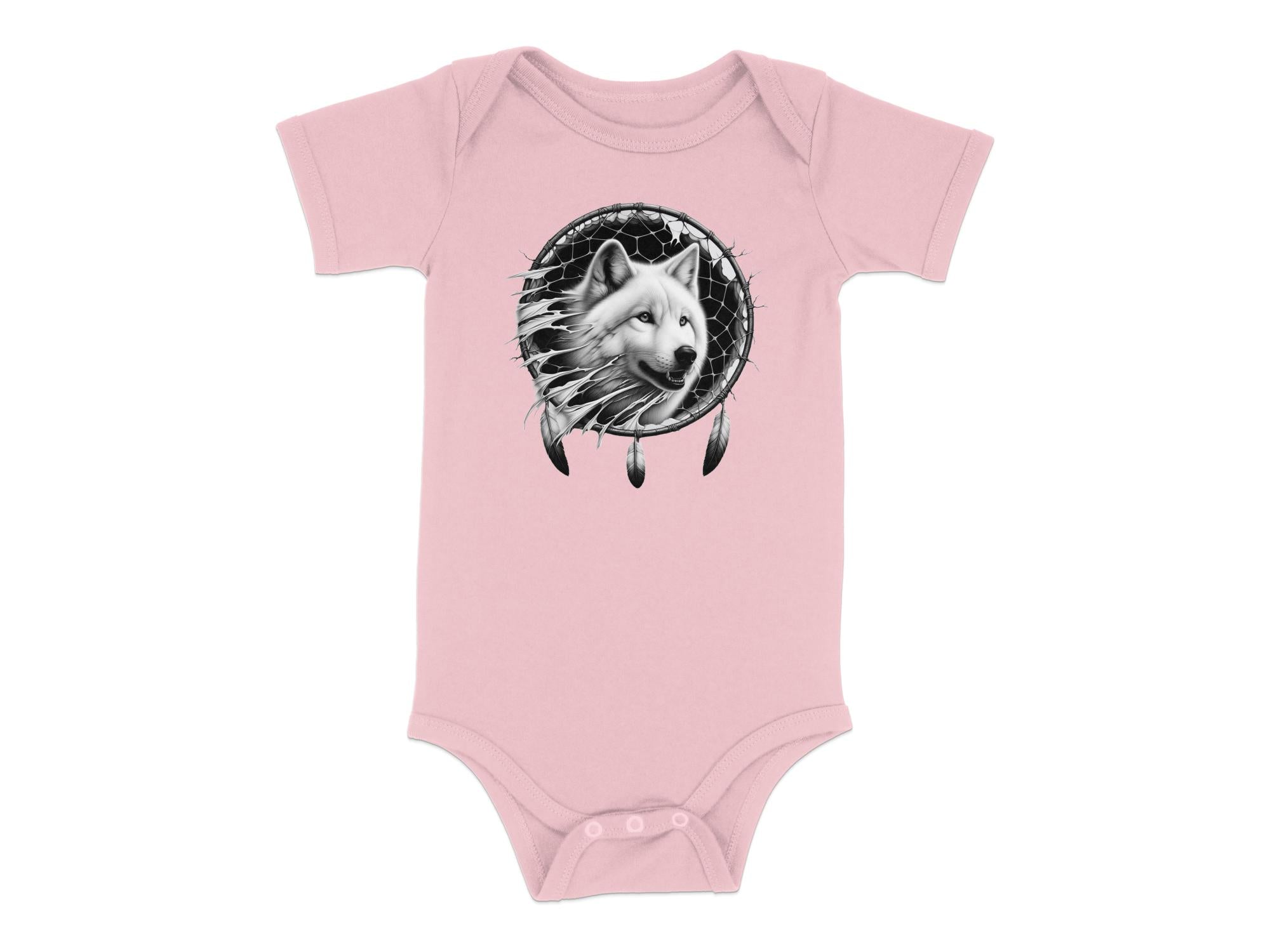 Dreamcatcher Wolf - Coloured Toddler Bodysuit Realistic Native American Talisman Unisex Mythology Tee Graphic Design