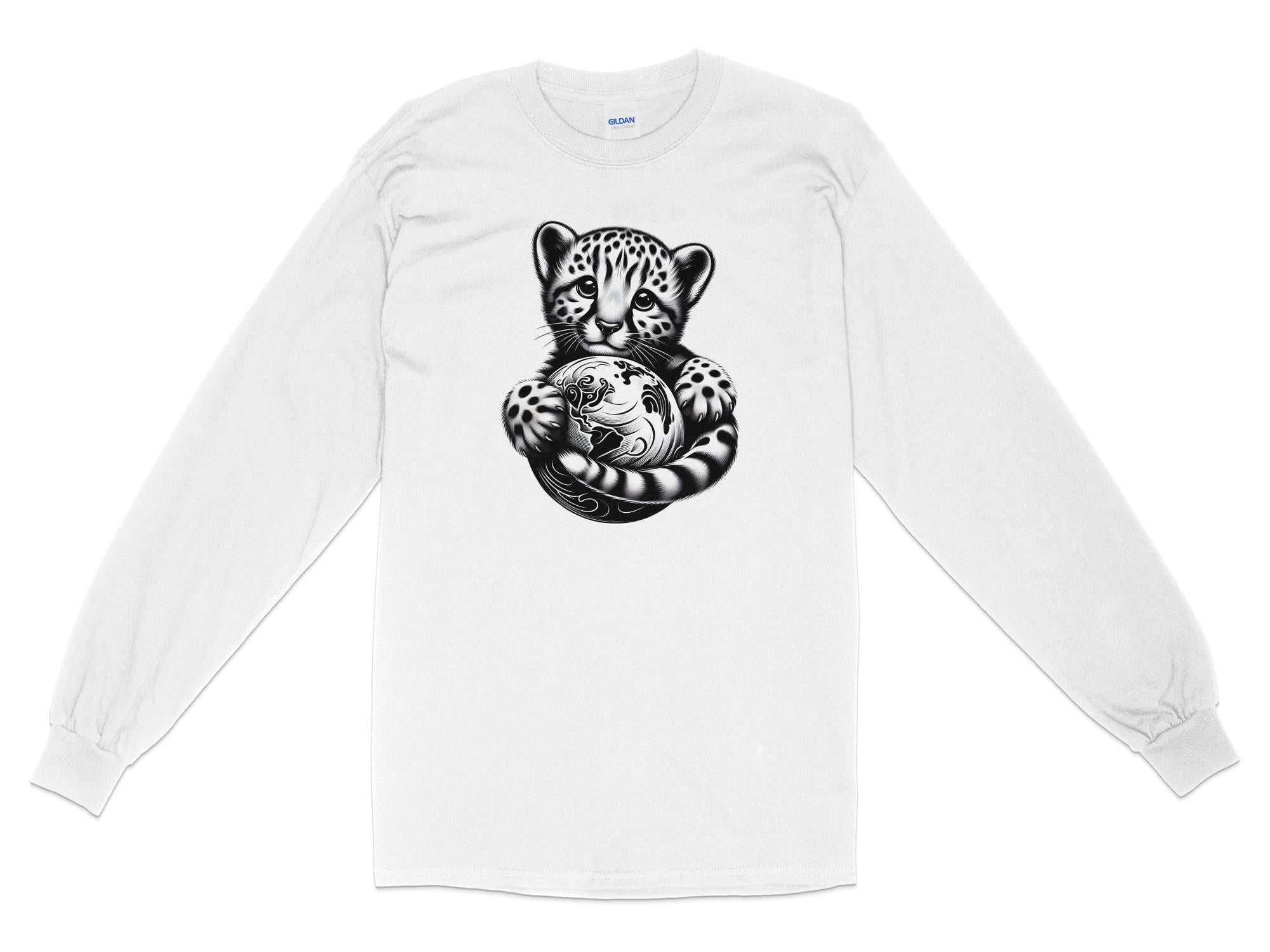 Cheetah World - Coloured Gildan Long Sleeve Realistic Animal Talisman Unisex Cute Tee Graphic Design