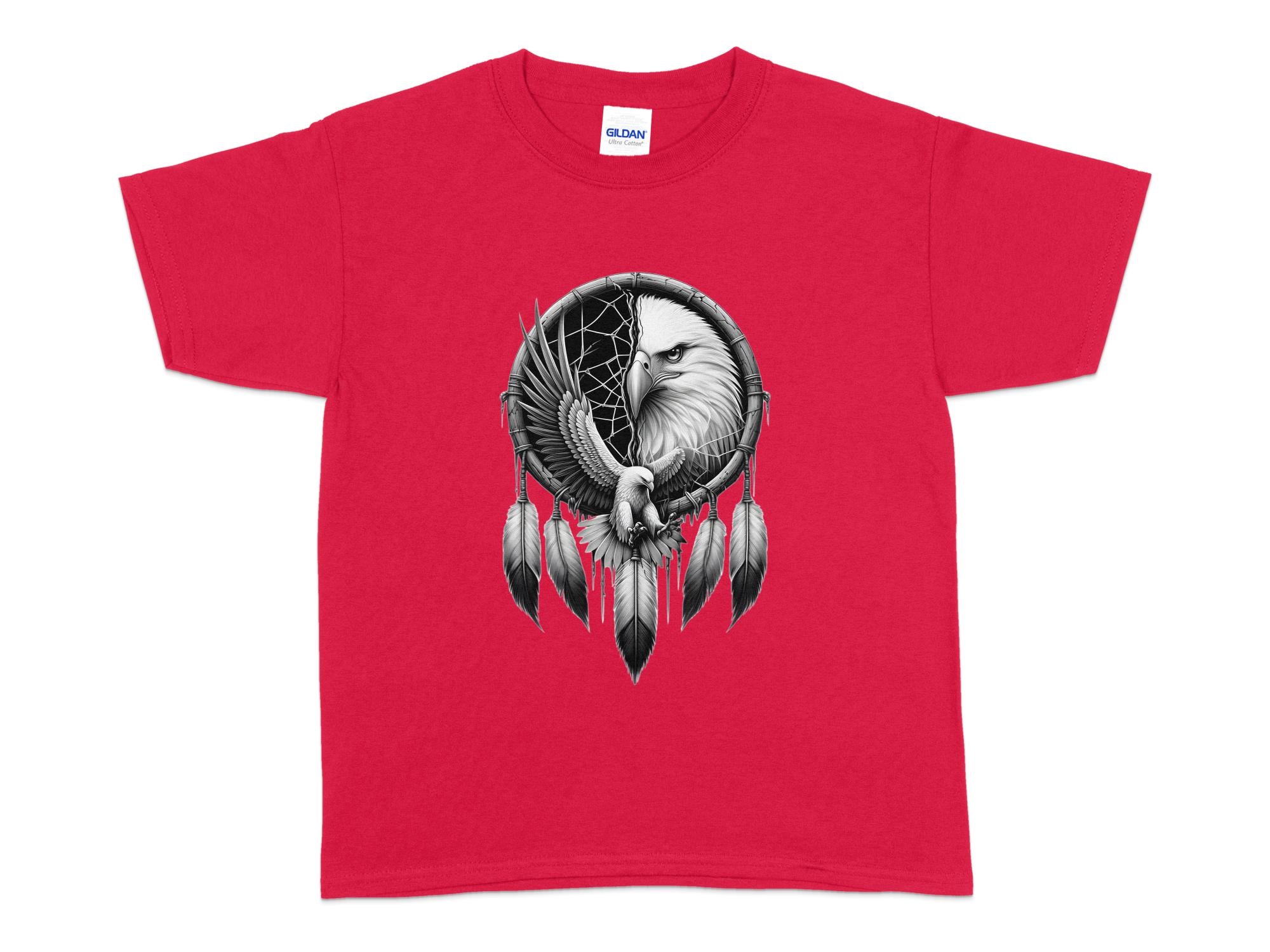 Dreamcatcher Eagle - Coloured Gildan Kids T-Shirt Realistic Native American Talisman Unisex Mythology Tee Graphic Design