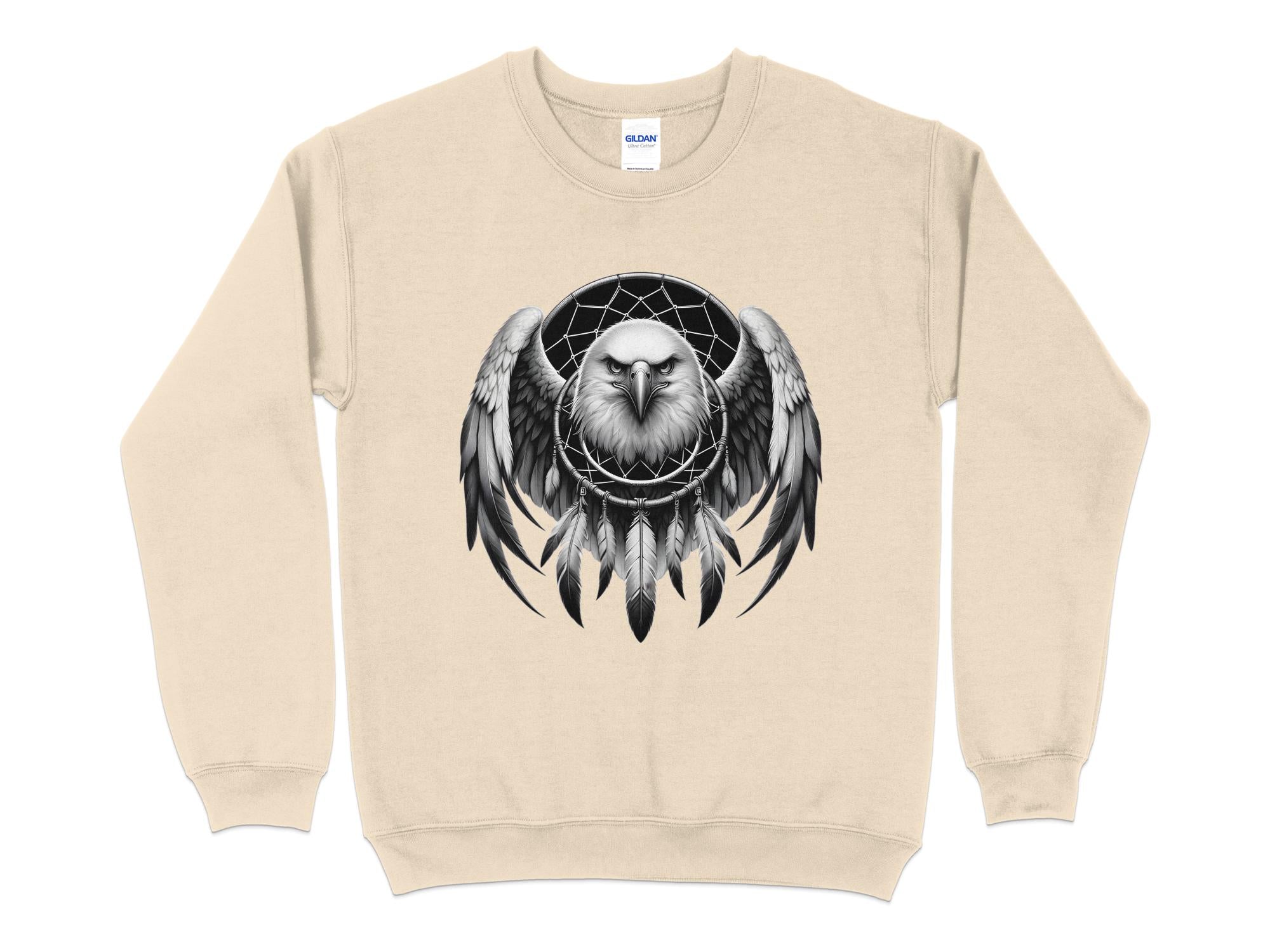 Dreamcatcher Eagle - Coloured Gildan Sweatshirt Realistic Native American Talisman Unisex Mythology Tee Graphic Design