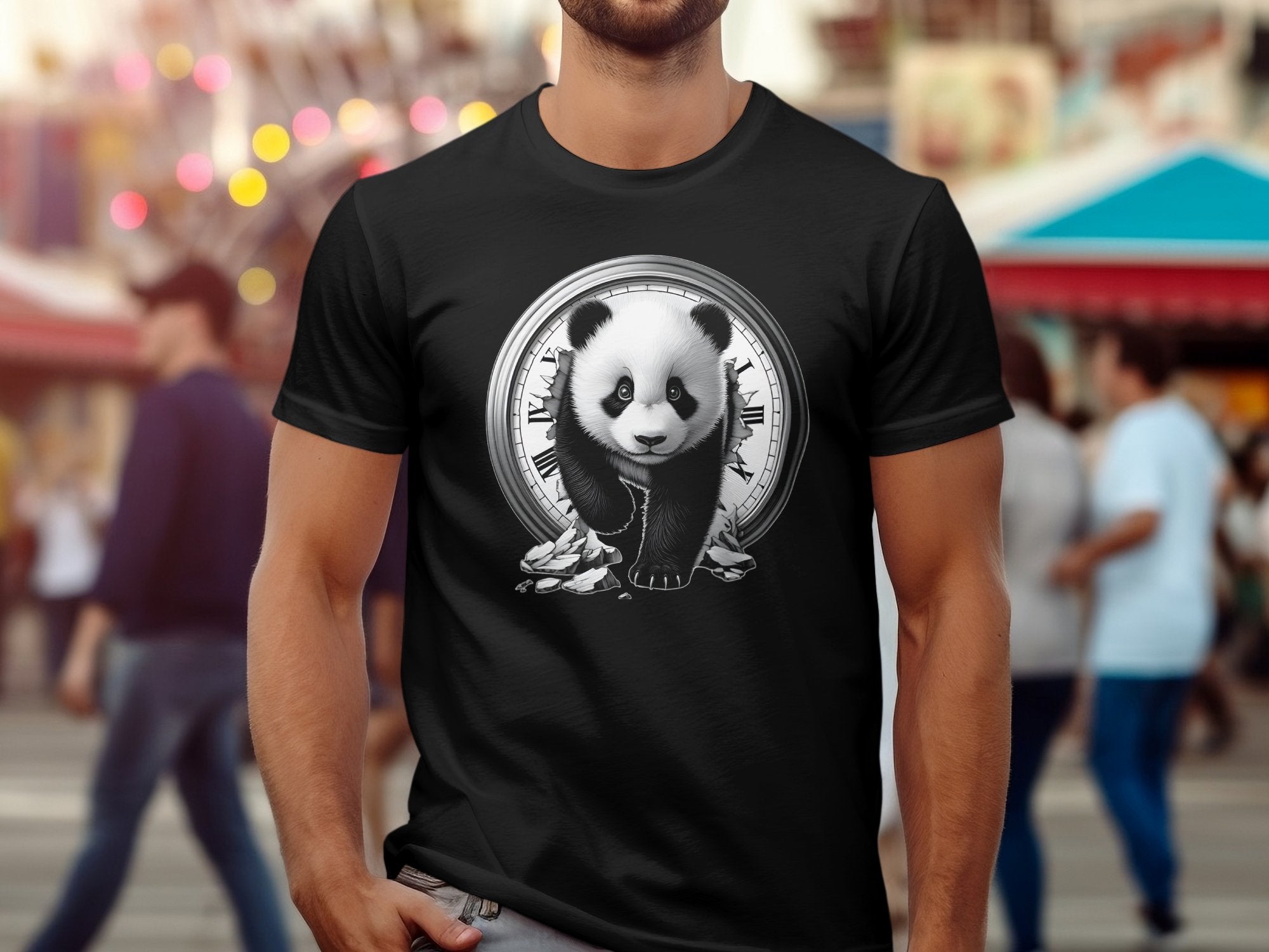 Panda - Coloured Gildan T-Shirt Realistic Animal Talisman Unisex Cute Tee Graphic Design